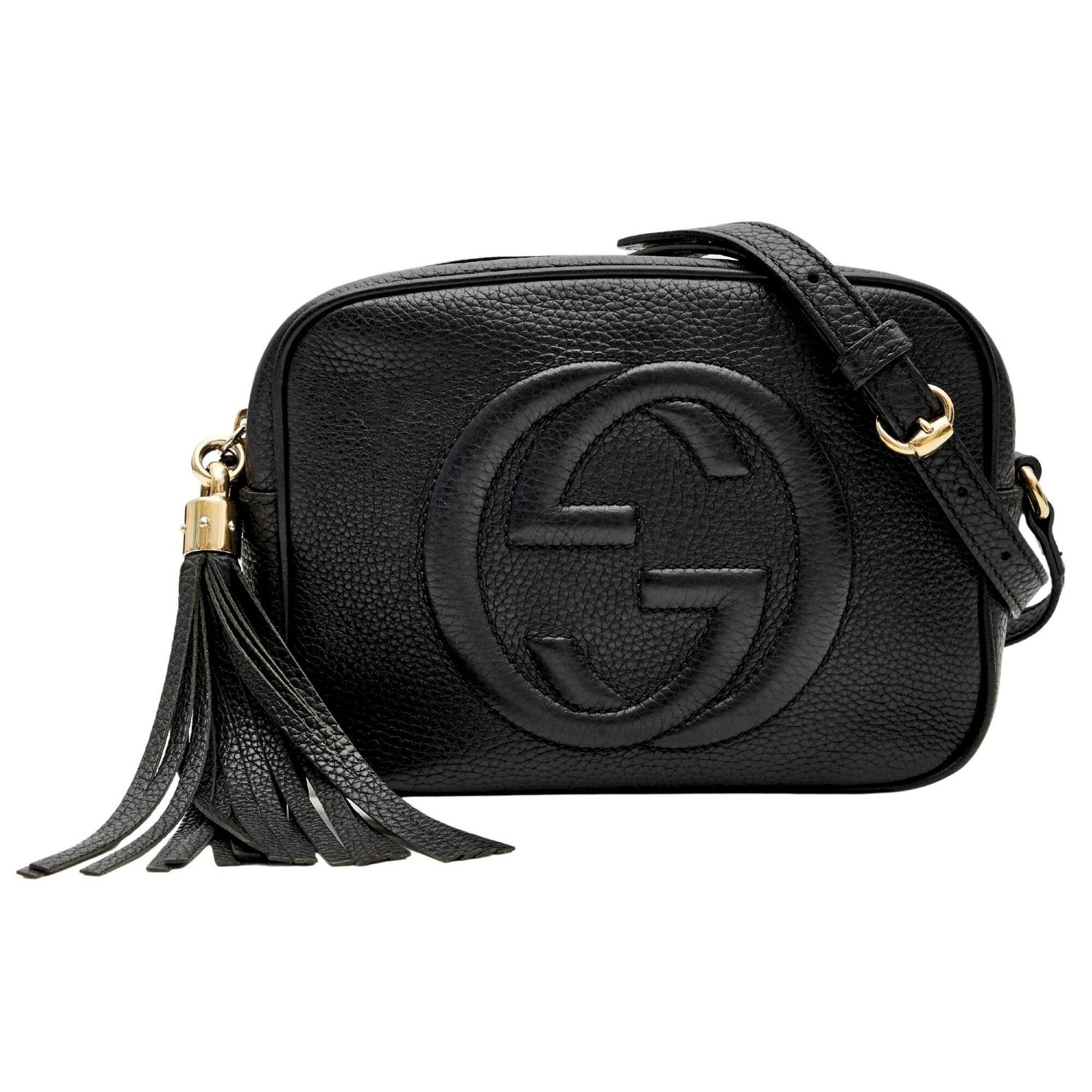 GUCCI BLACK GRAINED LEATHER SOHO DISCO CROSSBODY BAG
