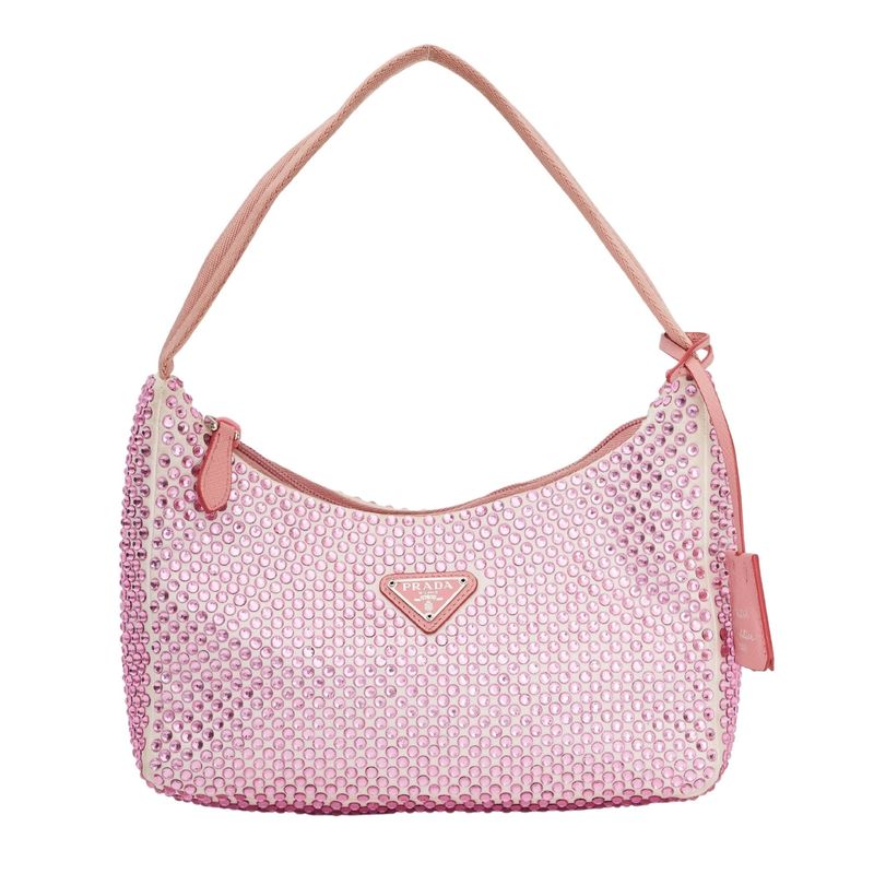 PRADA SATIN CRYSTAL MINI RE-EDITION 2000 BAG ALABASTRO