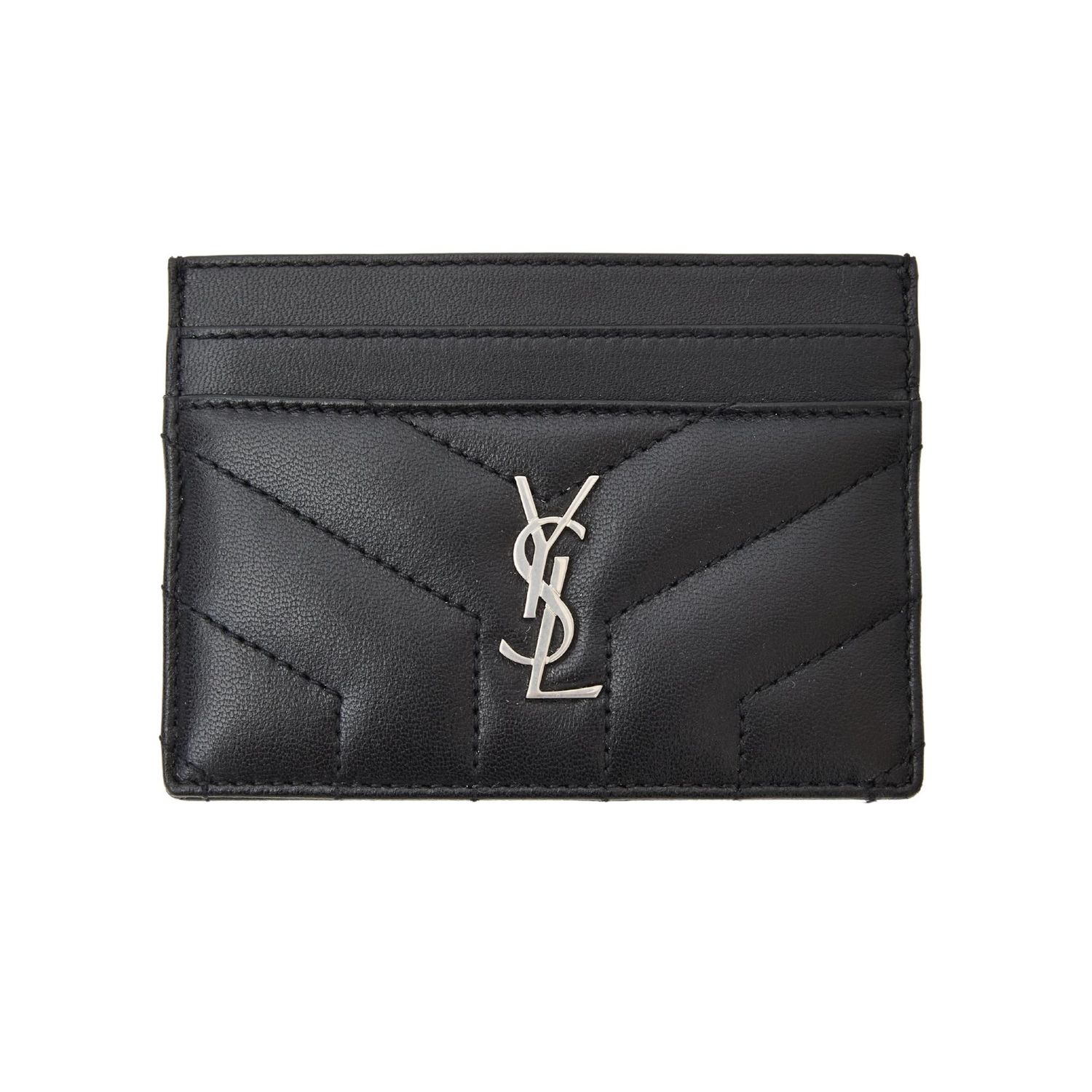 SAINT LAURENT BLACK NAPPA LEATHER CARD HOLDER (611062)