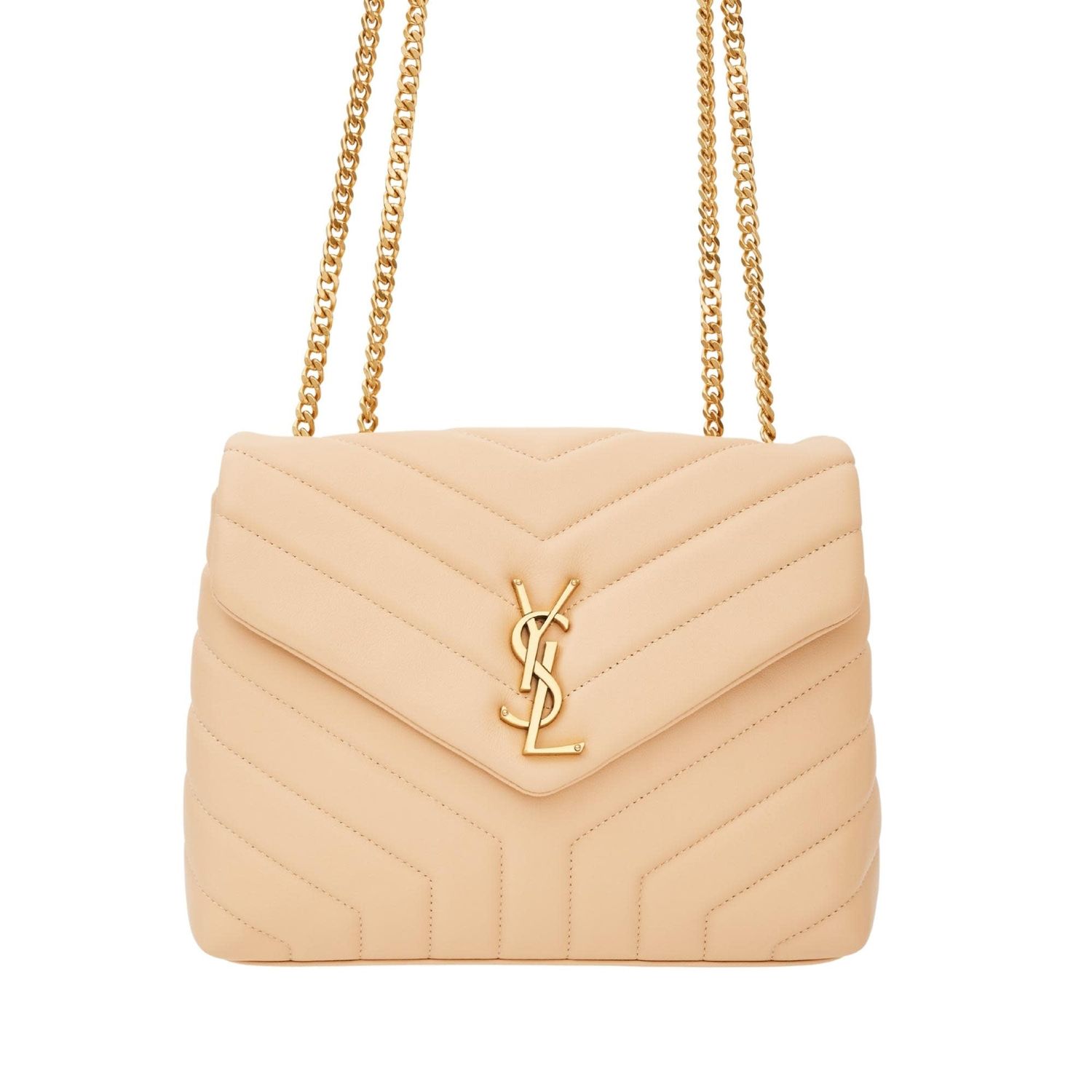 SAINT LAURENT LEATHER MATELASSE BEIGE SMALL LOULOU BAG