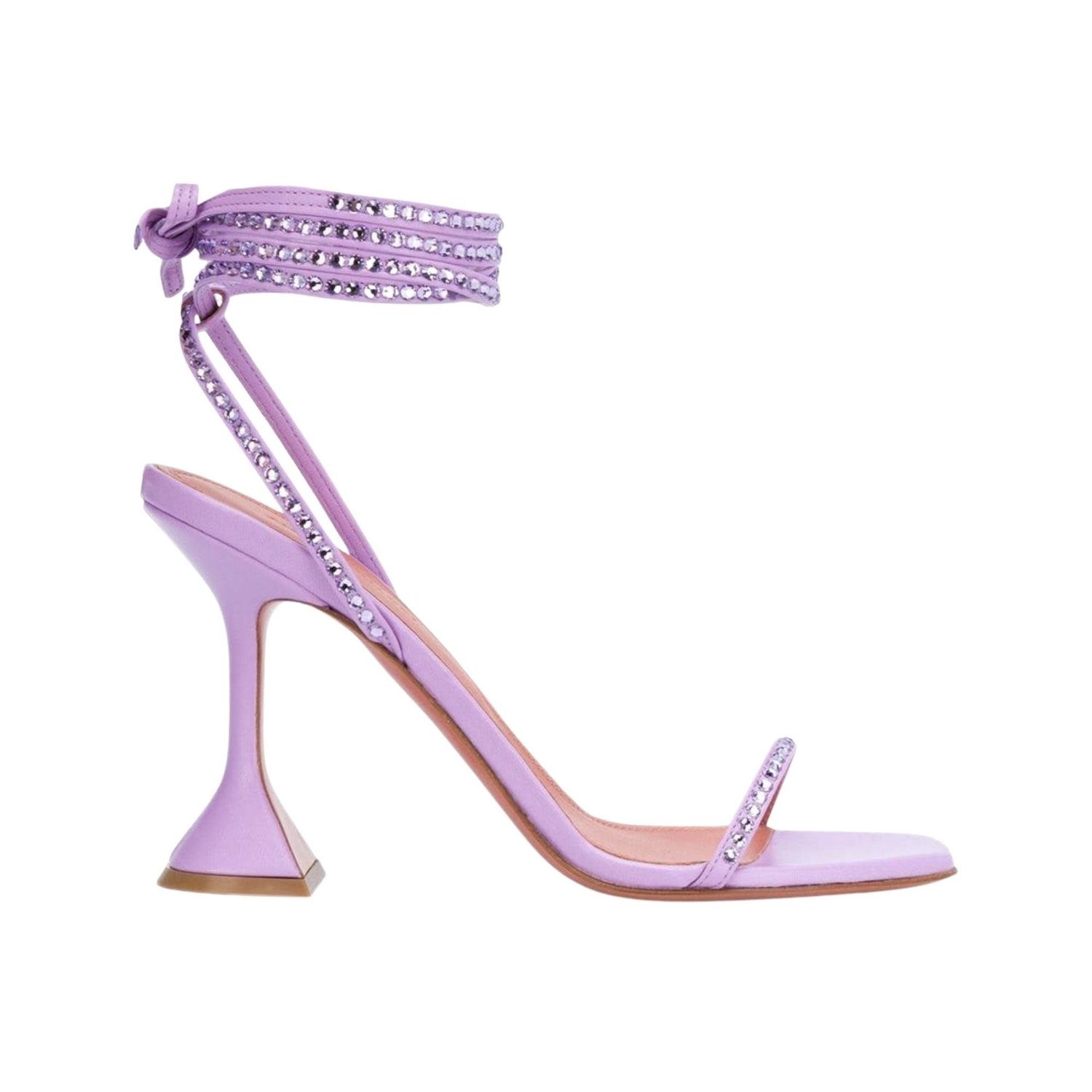 AMINA MUADDI VITA CRYSTAL LILAC NAPPA SANDALS HEELS (EU 37)
