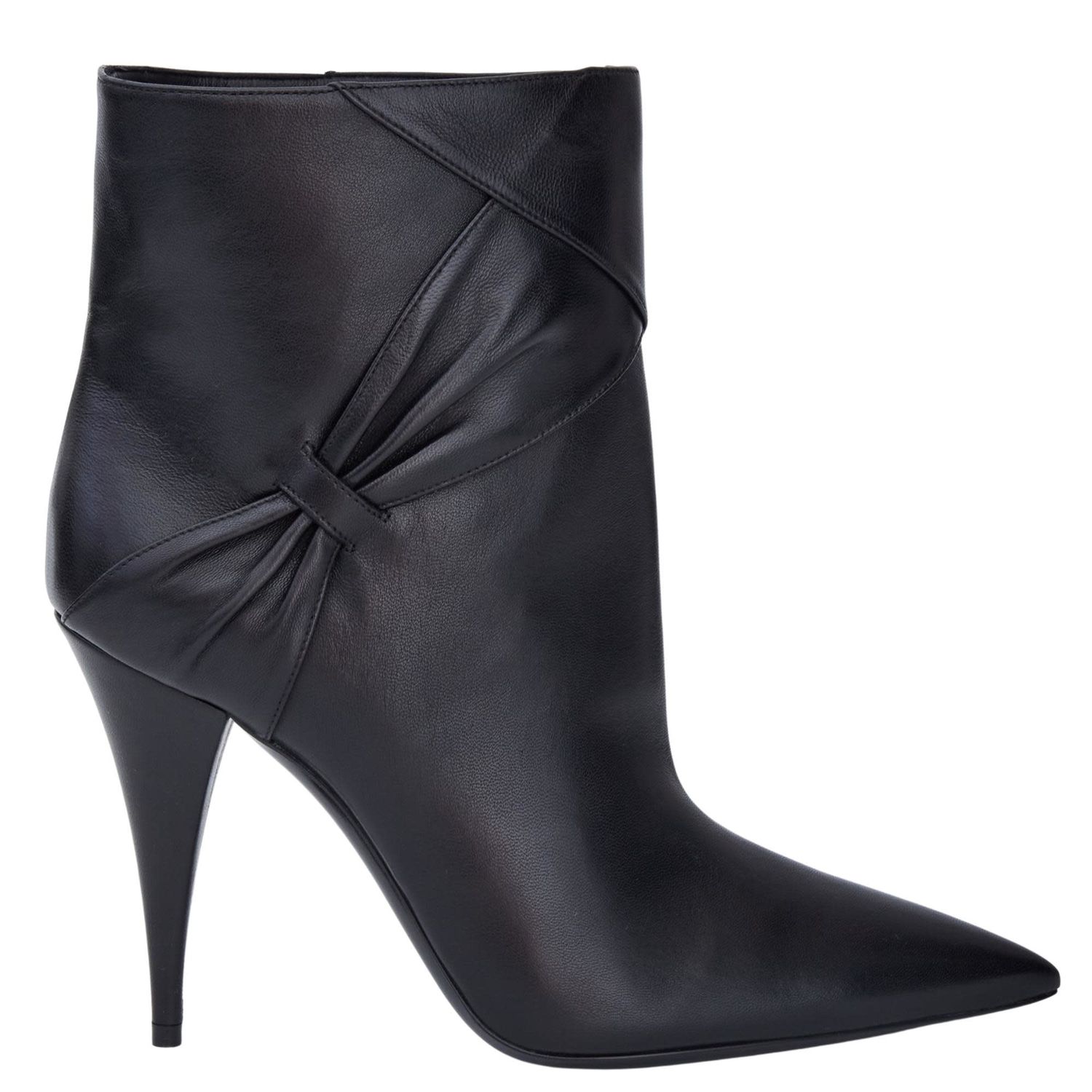 SAINT LAURENT KIKI BOW BOOTIE BLACK LEATHER 606304 (EU 39)