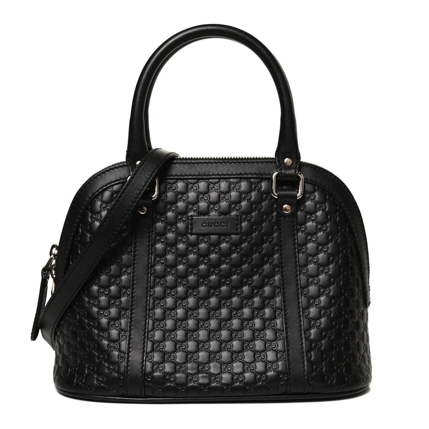 GUCCI MICROGUCCISSIM MINI DOME BLACK LEATHER BAG