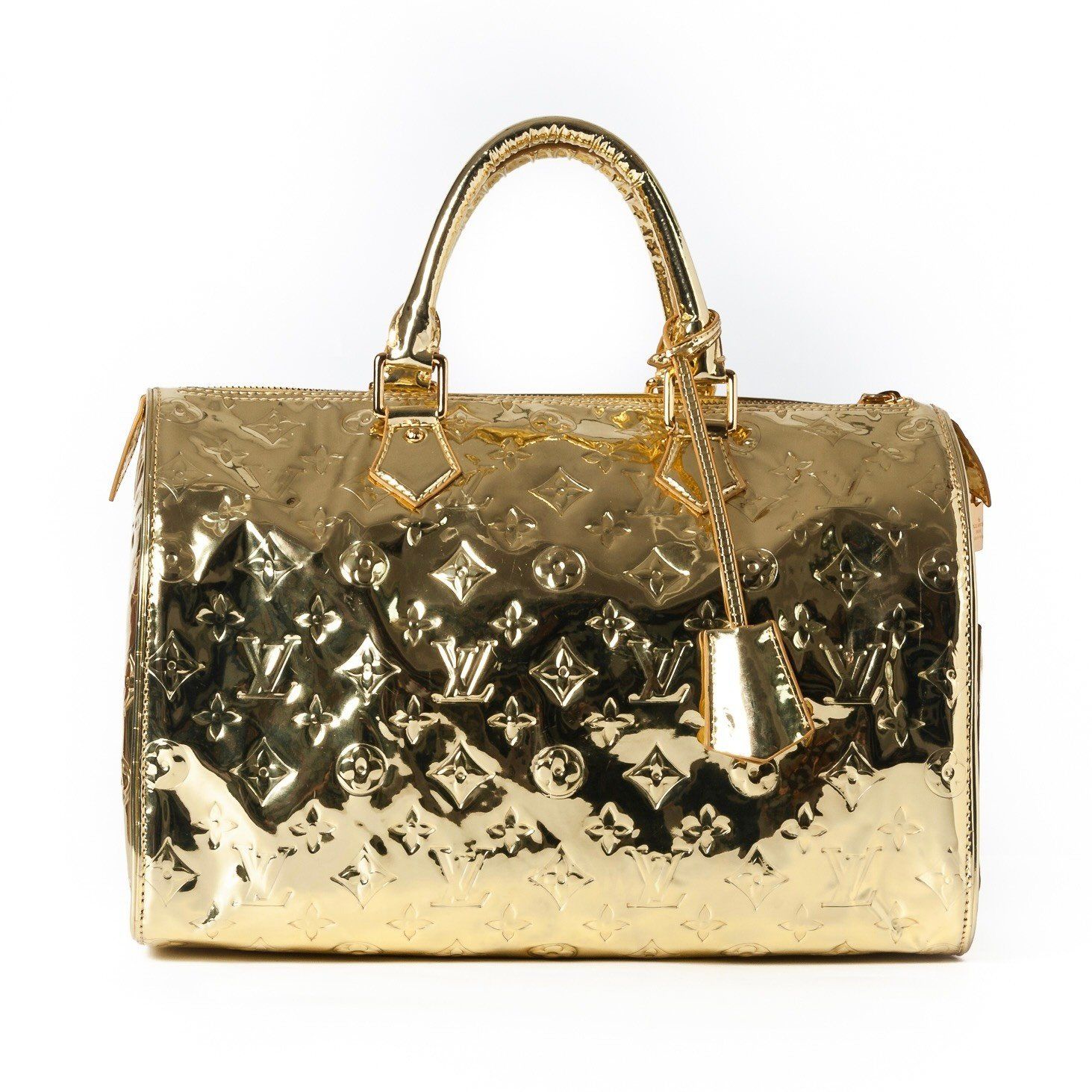 LOUIS VUITTON GOLD MONOGRAM EMBOSSED MIROIR SPEEDY 35 BAG