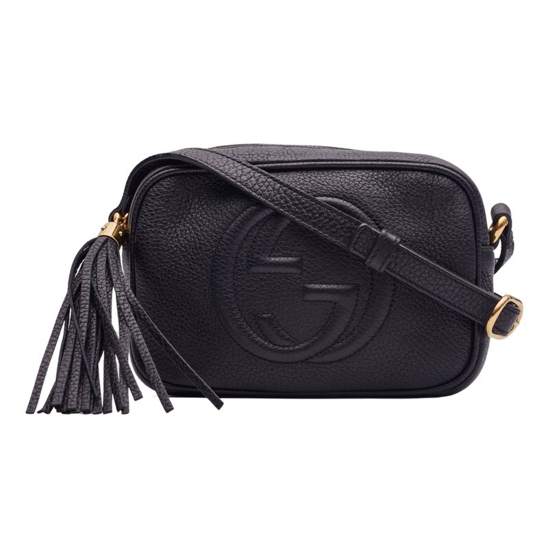 GUCCI BLACK LEATHER SOHO DISCO CAMERA BAG MINI