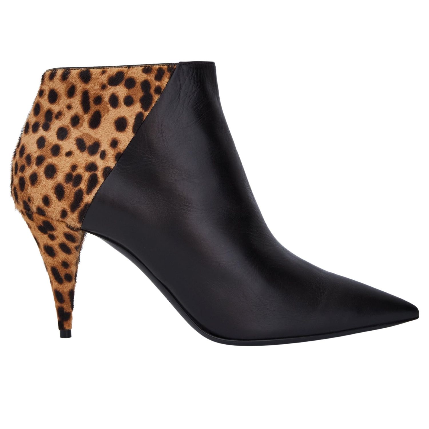 SAINT LAURENT ANIMAL PRINT PONY HAIR BOOTIE 596231 (EU 38.5)