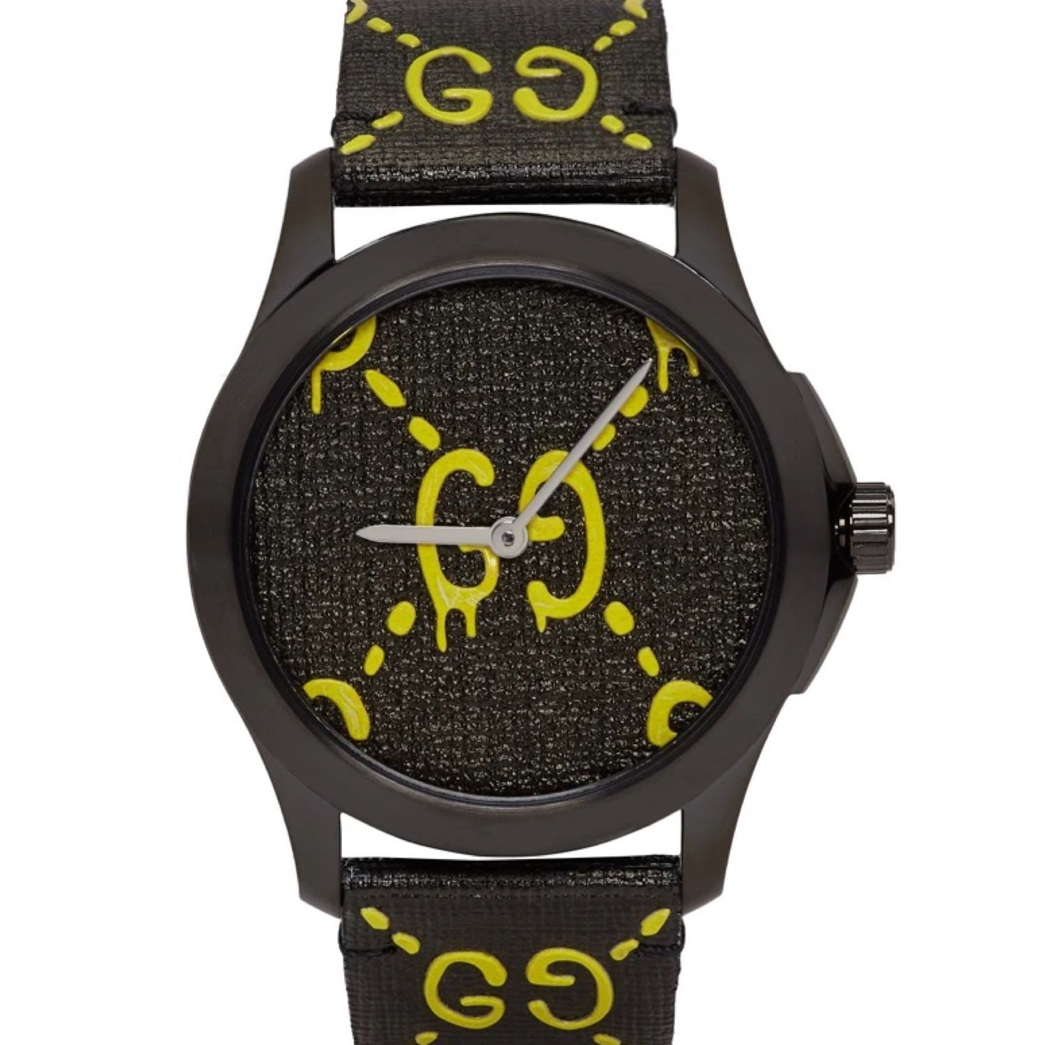 GUCCI BLACK  YELLOW G-TIMELESS GUCCI GHOST WATCH