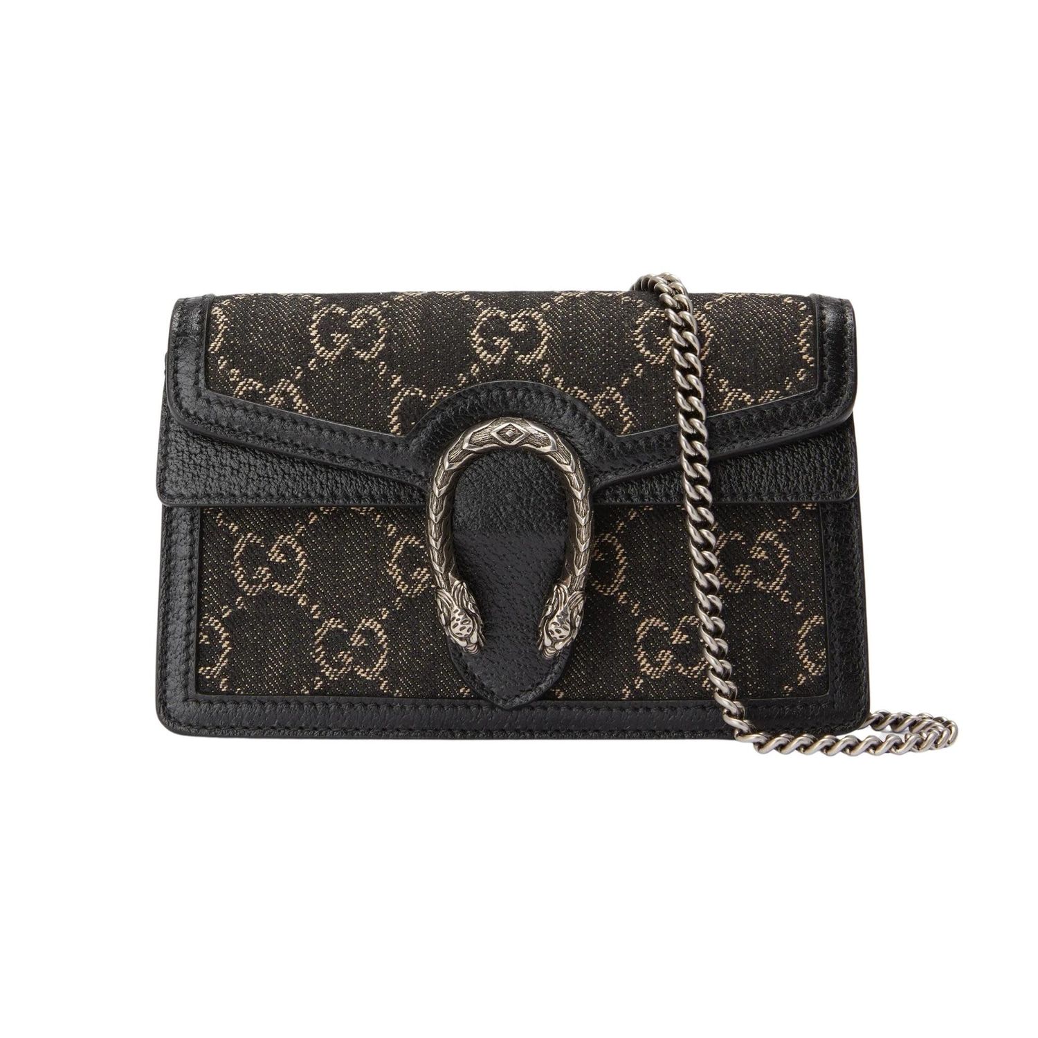 GUCCI SUPER MINI DIONYSUS GG BLACK DENIM BAG