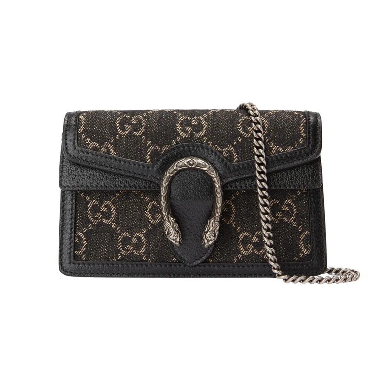 GUCCI SUPER MINI DIONYSUS GG BLACK DENIM BAG