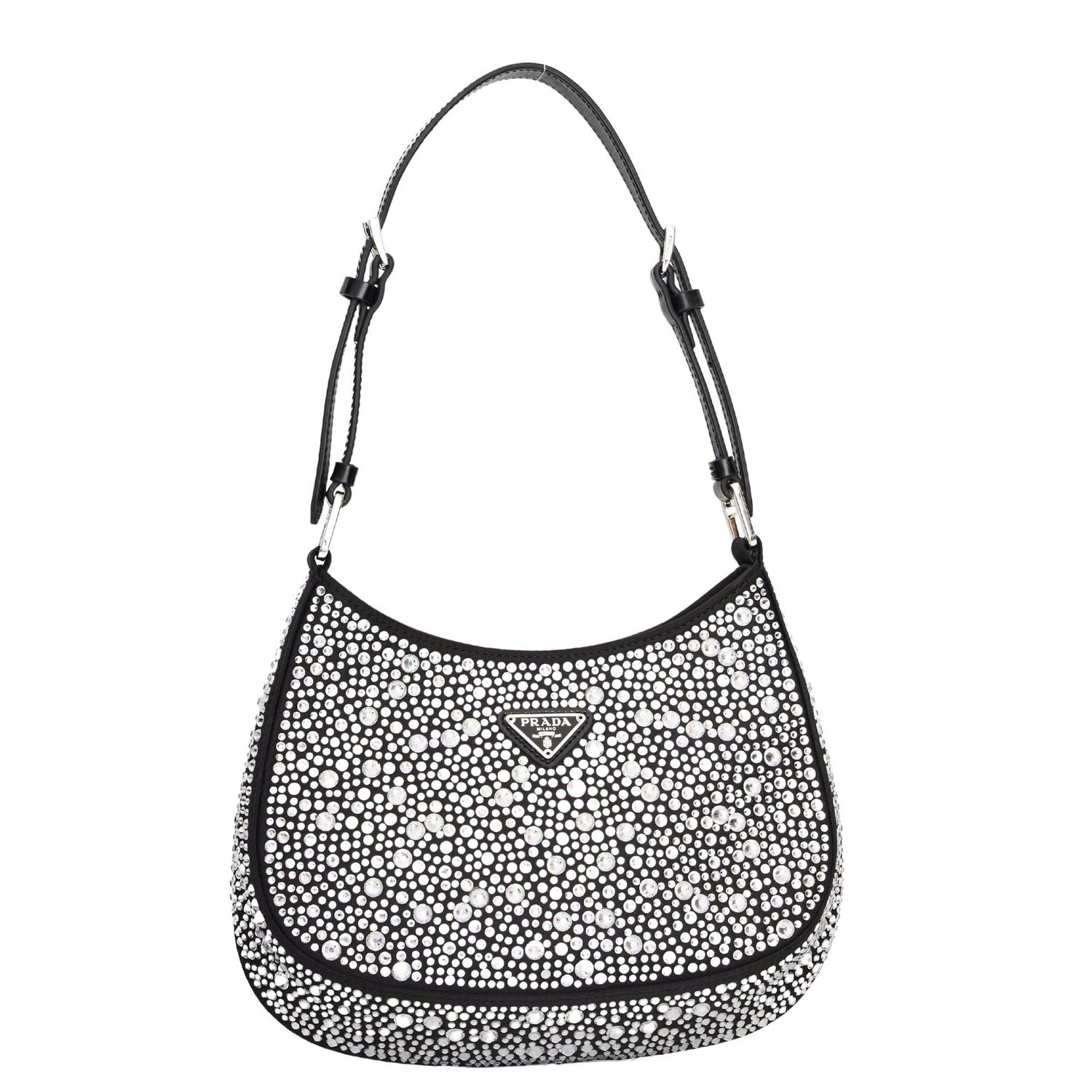PRADA BLACK CRYSTAL CLEO SHOULDER BAG