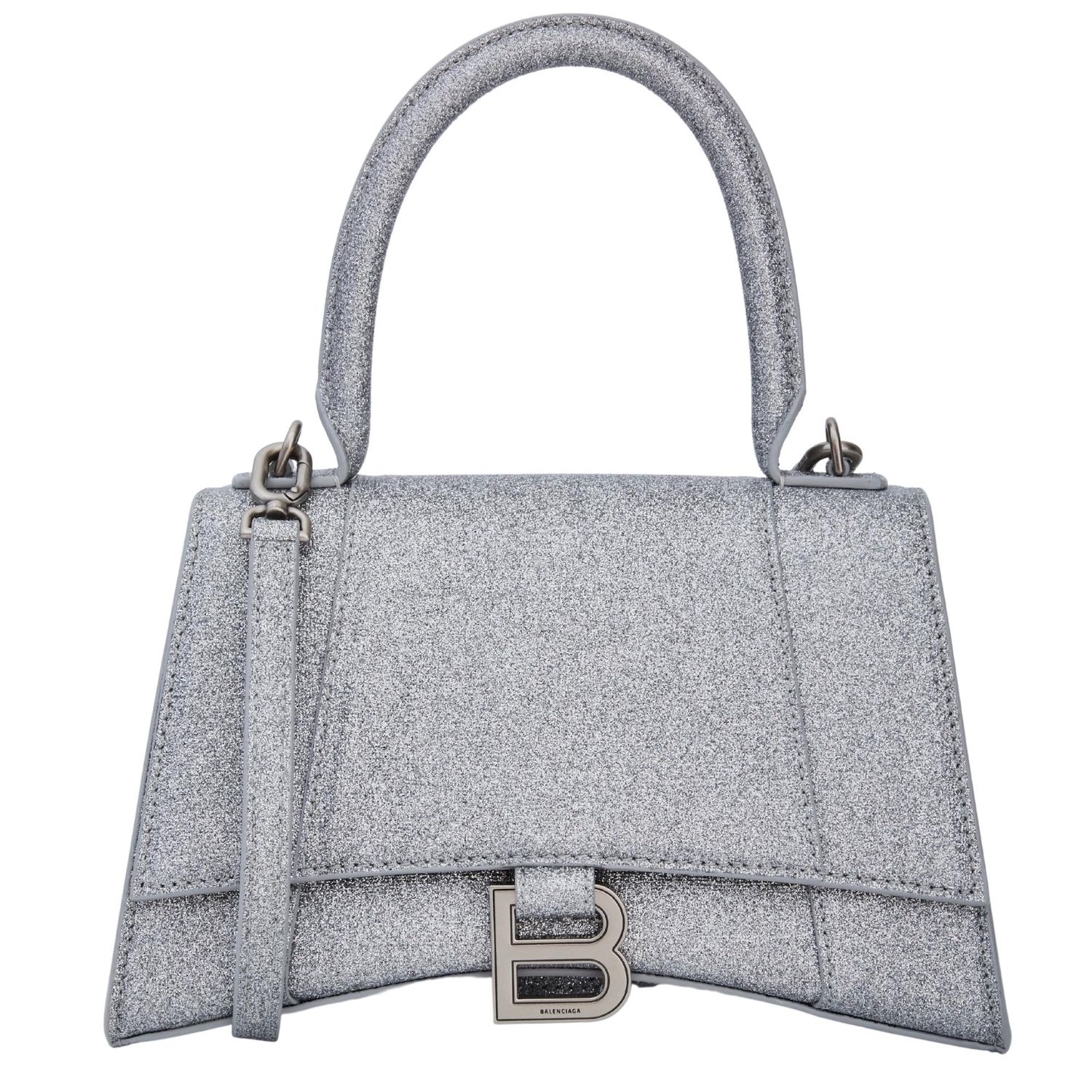 BALENCIAGA GLITTERED LEATHER HOURGLASS BAG SMALL