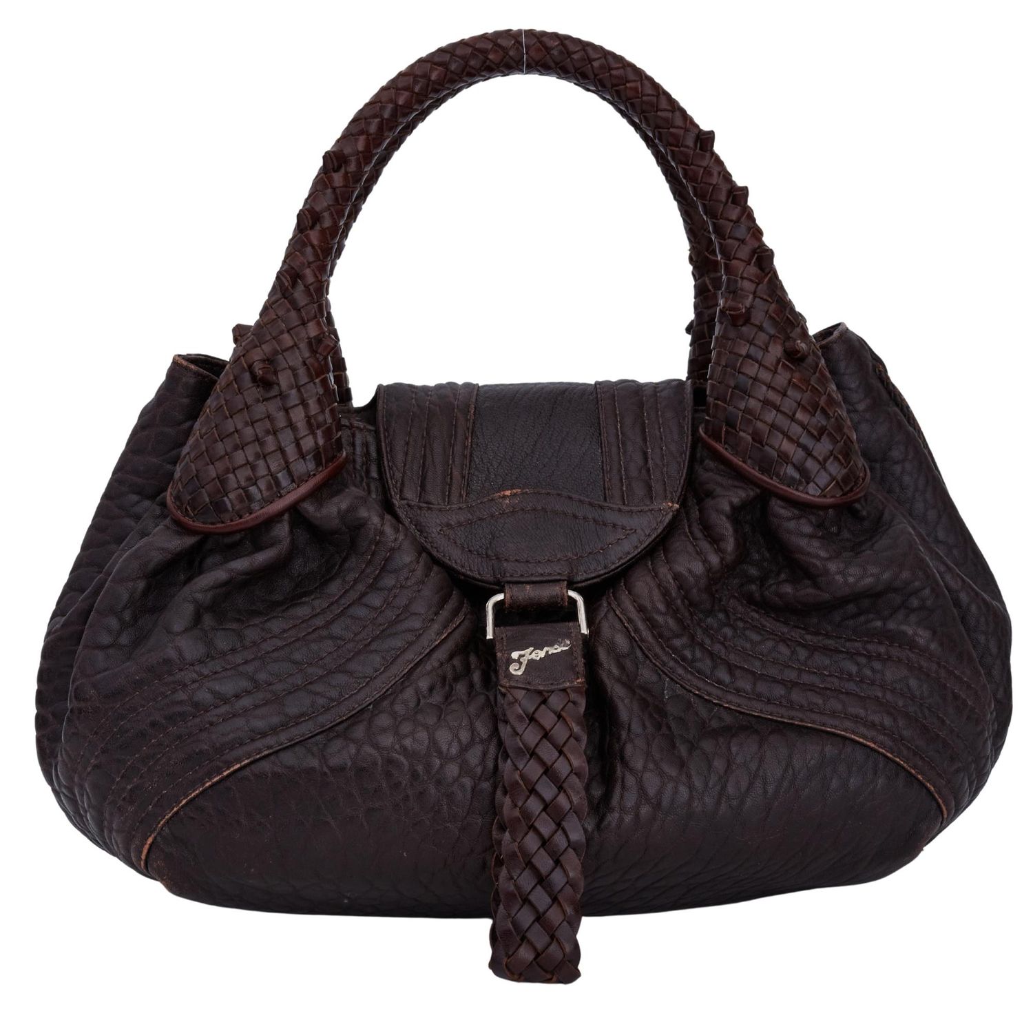 FENDI BOSA SPY PICCOLA BROWN NAPPA VINTAGE SPY BAG SMALL