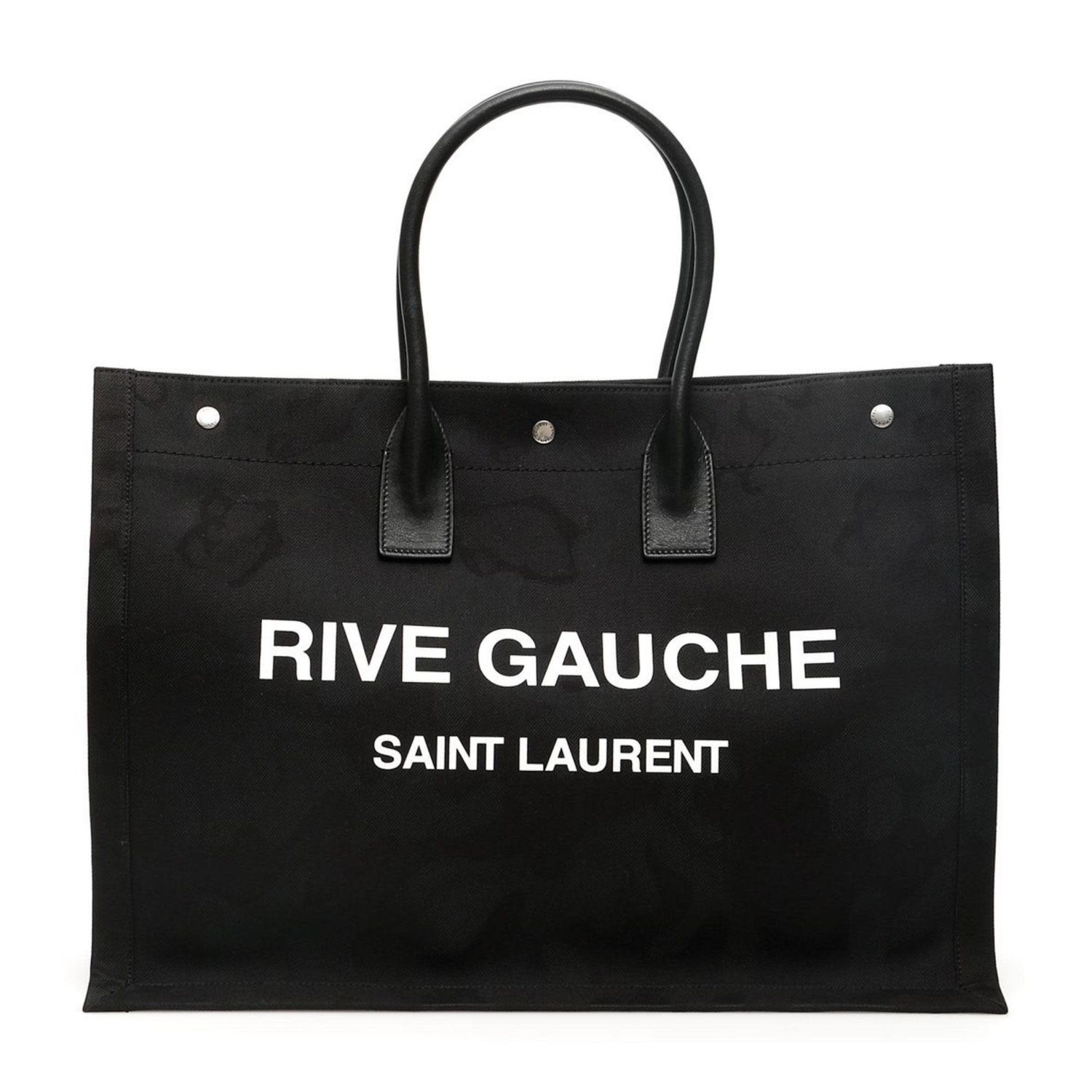 SAINT LAURENT RIVE GAUCHE BLACK CANVAS NOE SHOPPING TOTE LARGE