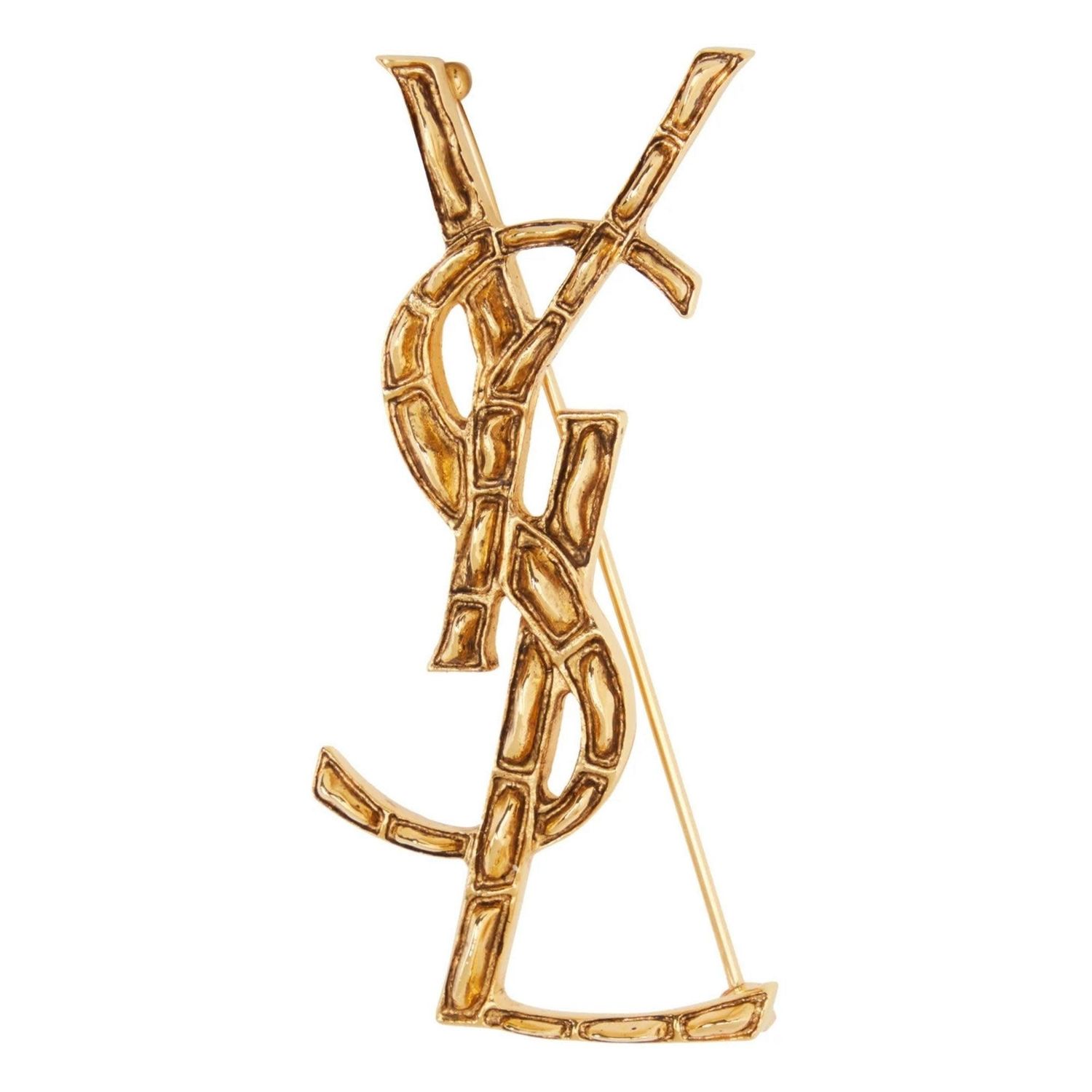 SAINT LAURENT OPYUM YSL CROCODILE METAL BROOCH
