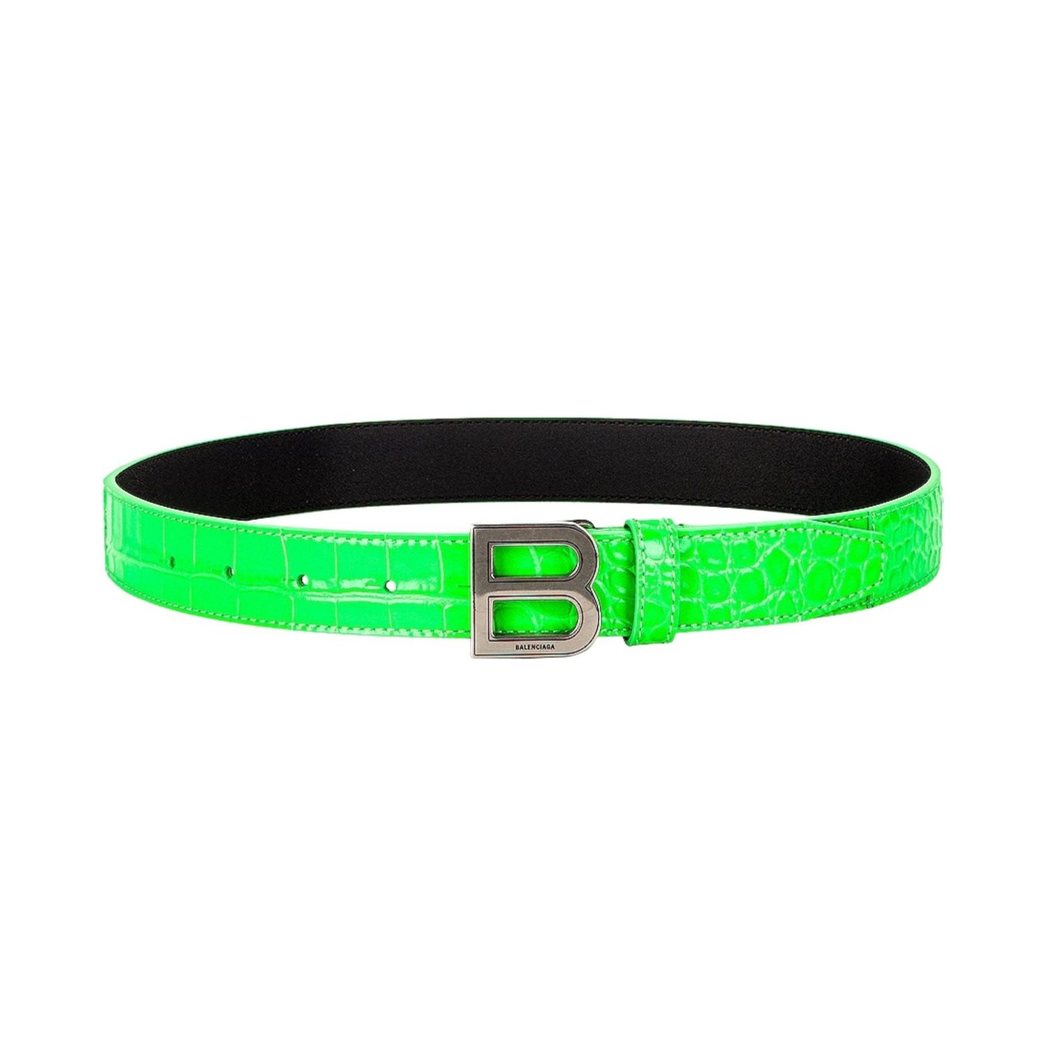 BALENCIAGA FLUO GREEN THIN HOURGLASS BELT (SIZE 85/34)