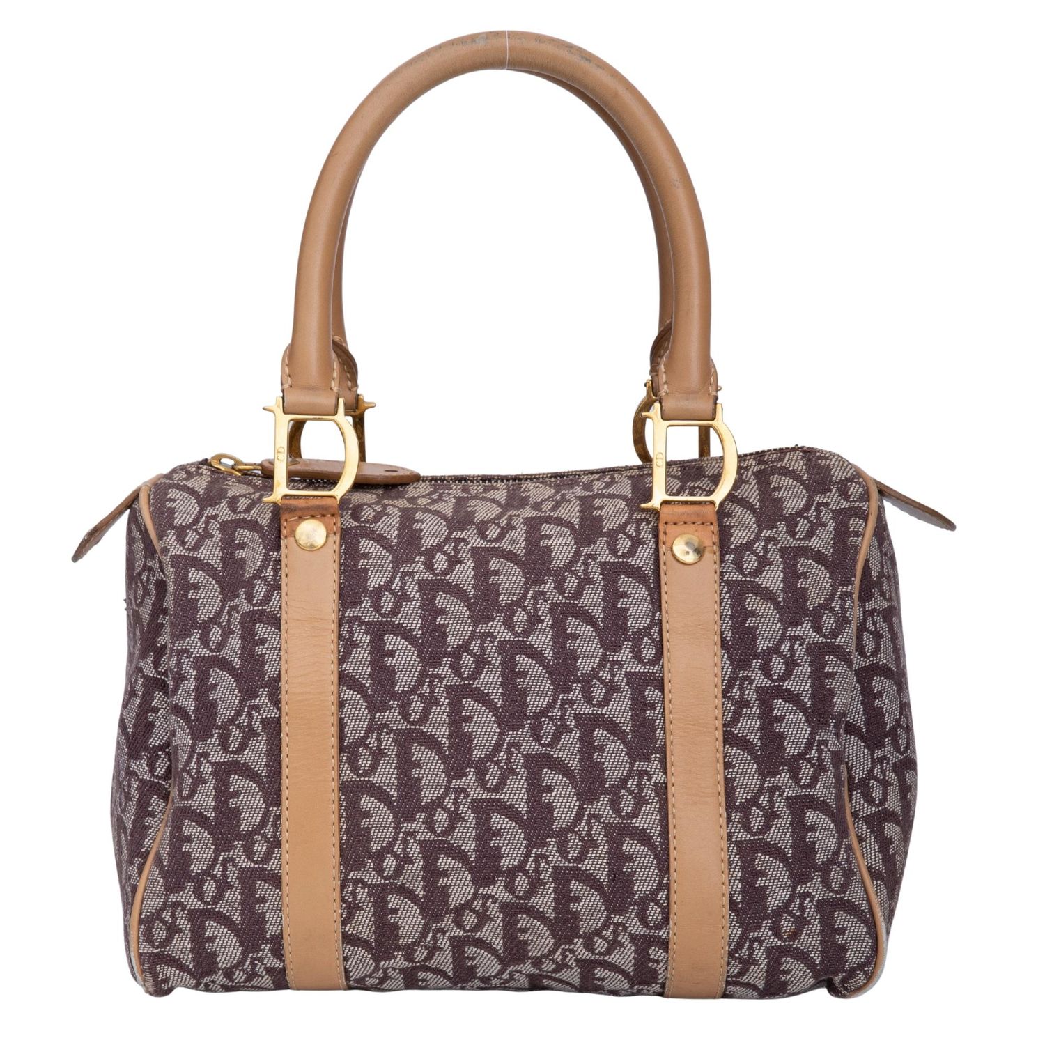 DIOR VINTAGE TROTTER MONOGRAM BEIGE BOSTON BOWLING BAG 25 (2002)