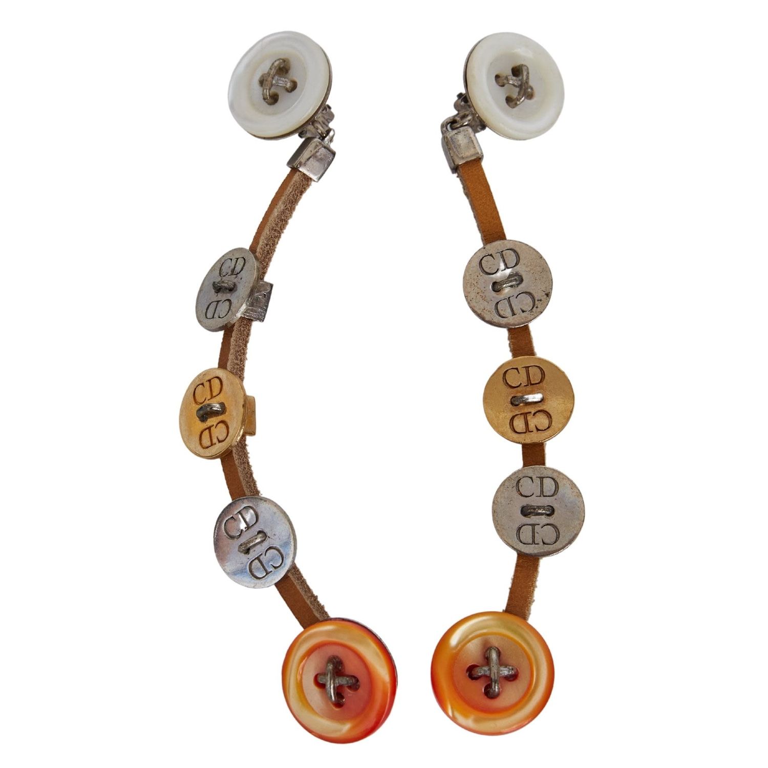 DIOR VINTAGE LOGO BUTTON CLIP ON EARRINGS