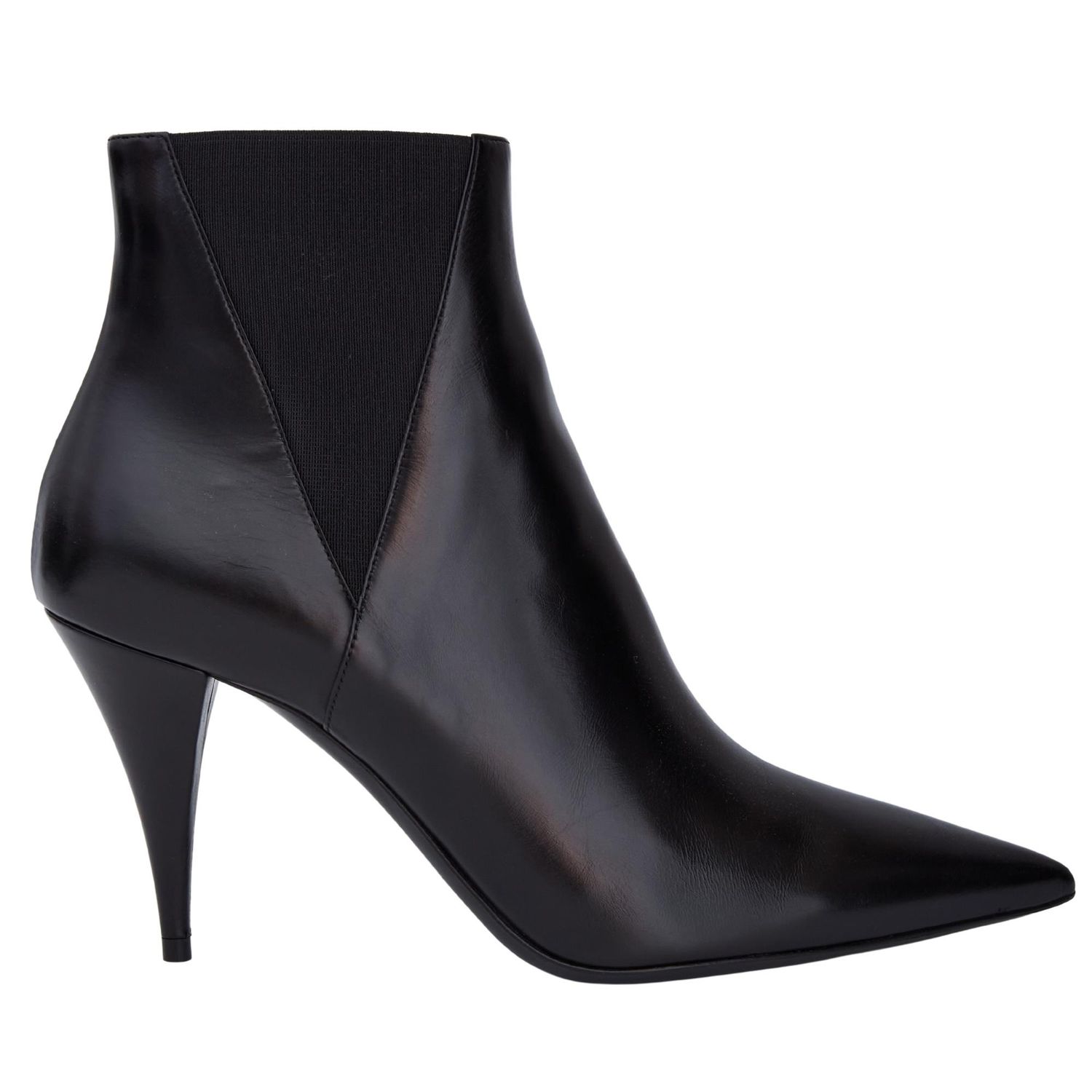 SAINT LAURENT BLACK KIKI LEATHER BOOTIES (592447) EU 38.5