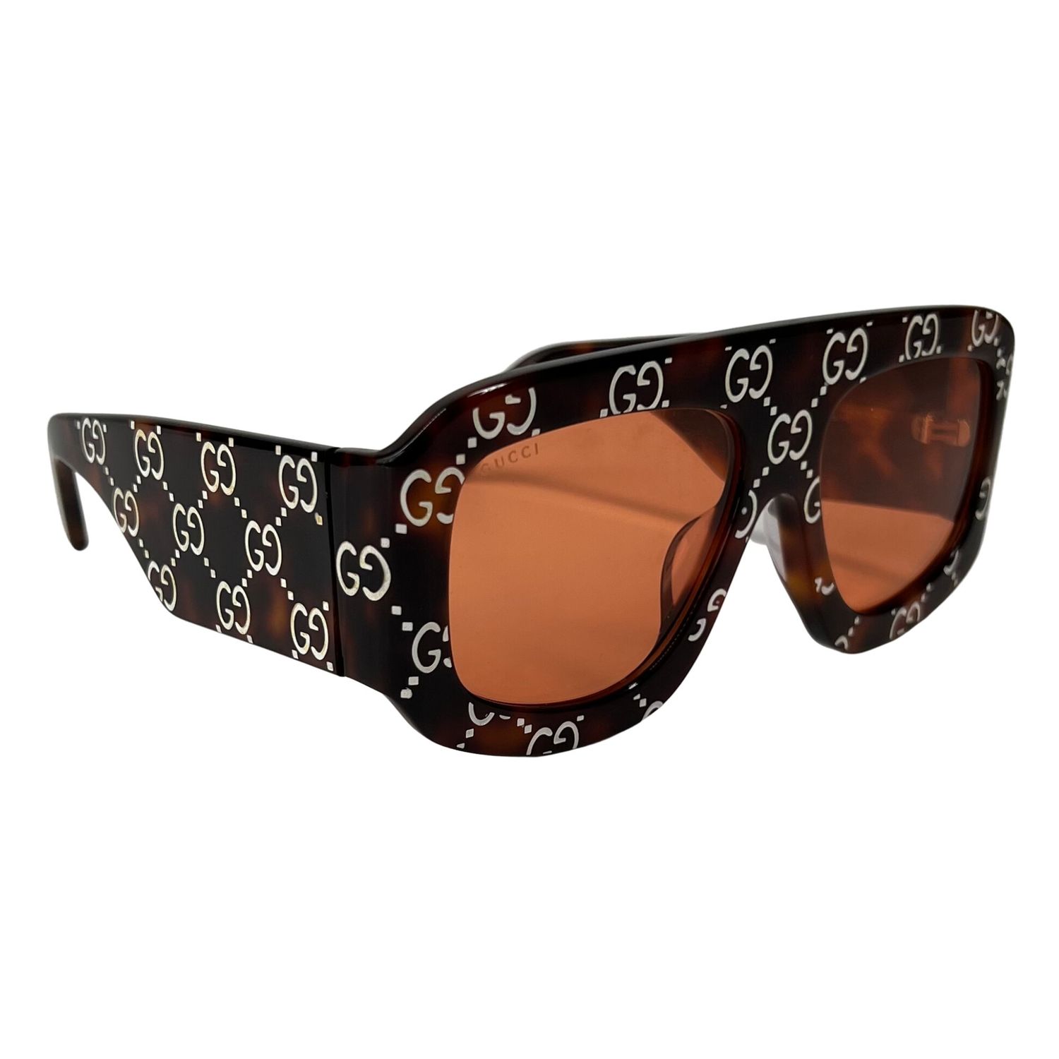 GUCCI GG LOGO ALL OVER BROWN ACETATE SUNGLASSES (GG0980S)