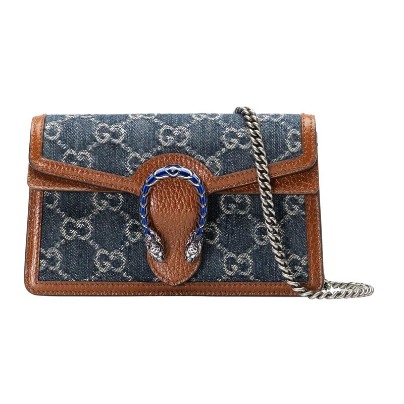 GUCCI SUPER MINI DIONYSUS GG BLUE &amp; IVORY DENIM BAG