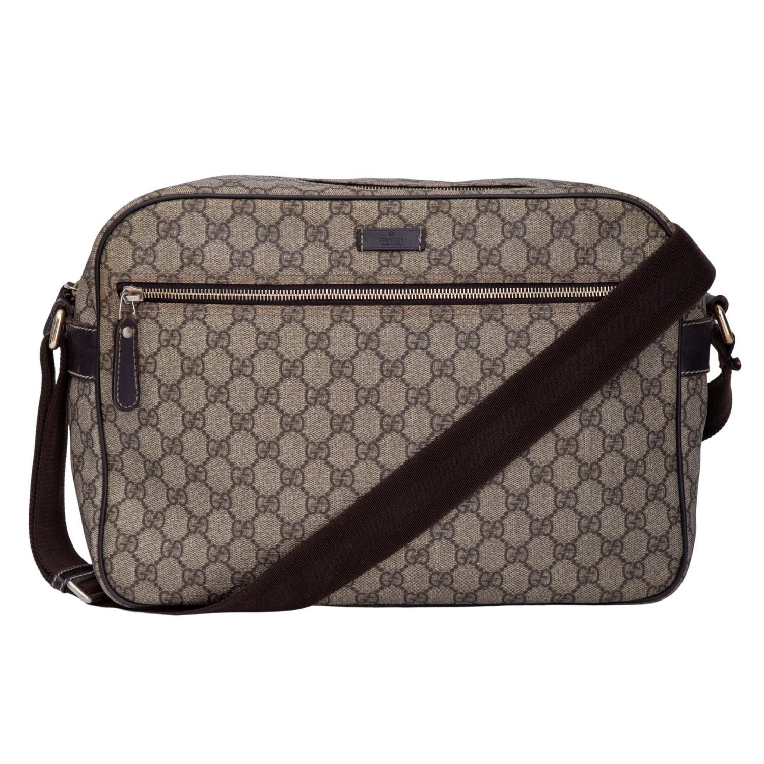 GUCCI SUPREME GG BEIGE COATED CANVAS MESSENGER BAG (211107)