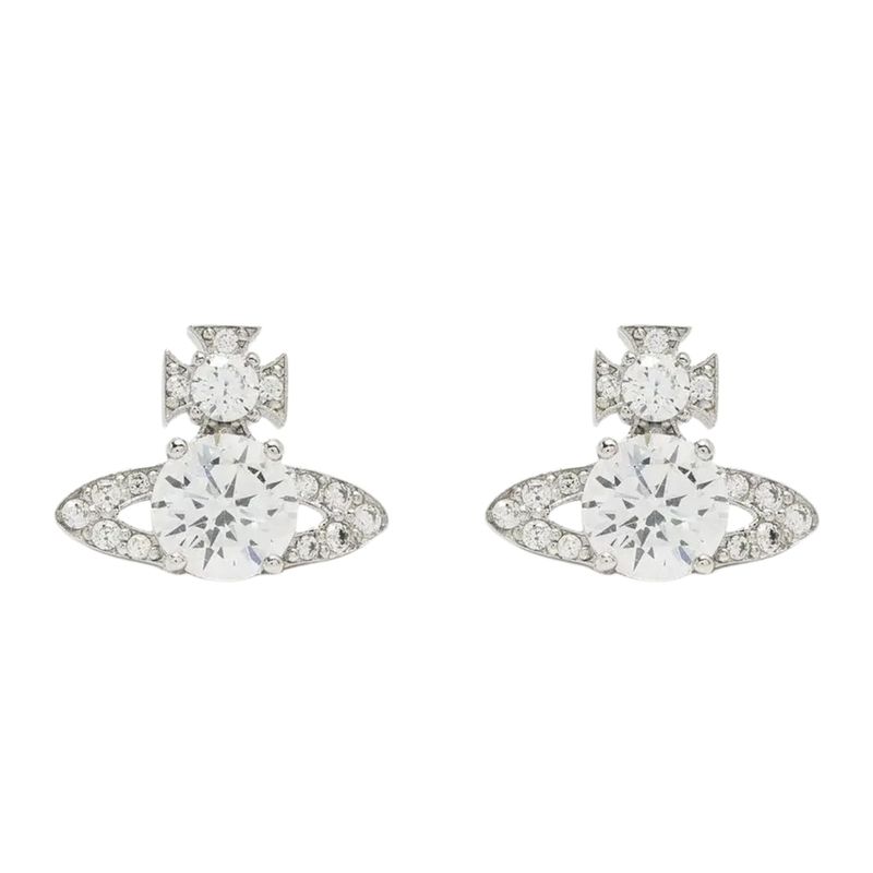 VIVIENNE WESTWOOD ISMENE EMBELLISHED ORB STUD EARRINGS SILVER