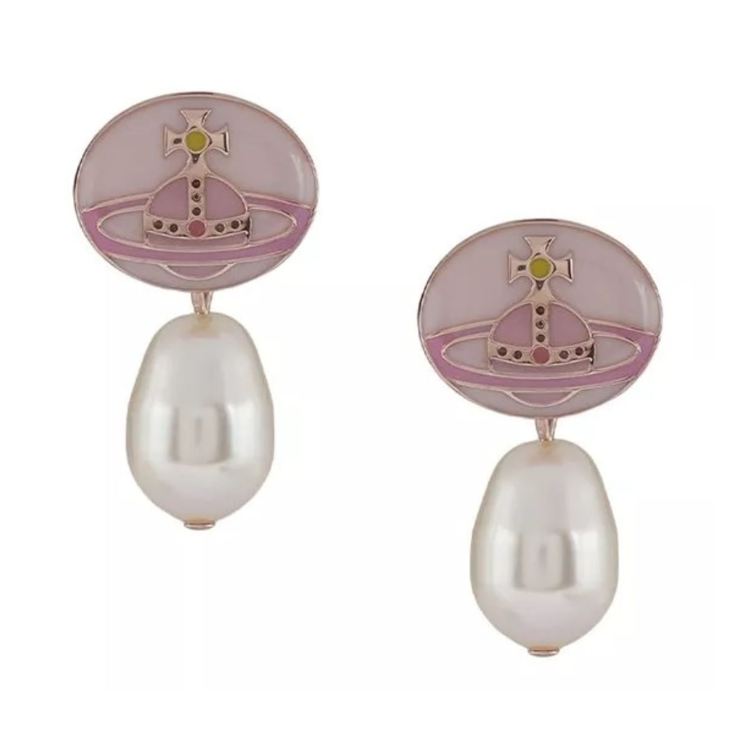 VIVIENNE WESTWOOD LOELIA PEARL DROP EARRINGS PINK