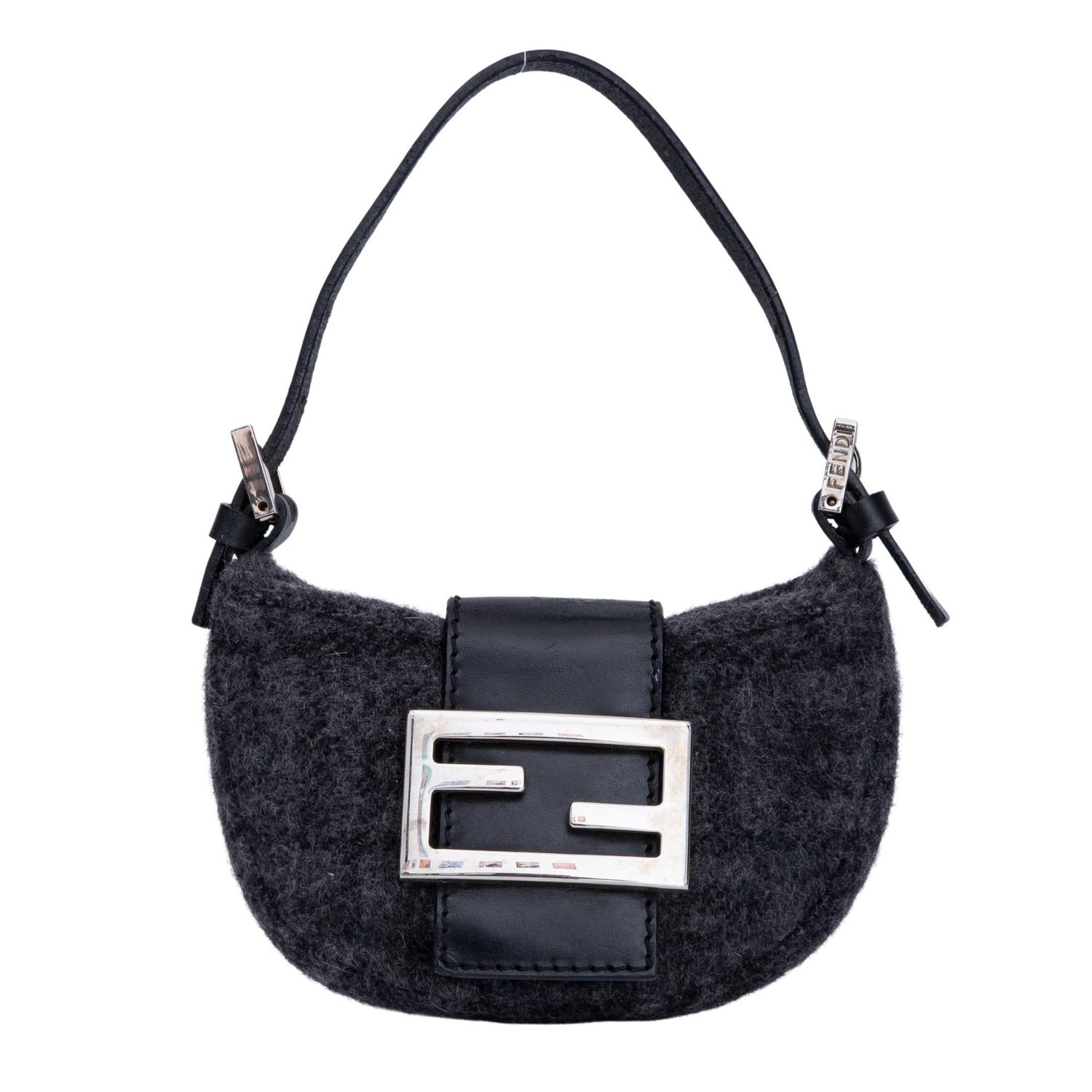 FENDI CASHMERE CHARCOAL MINI CROISSANT BAG (26673)