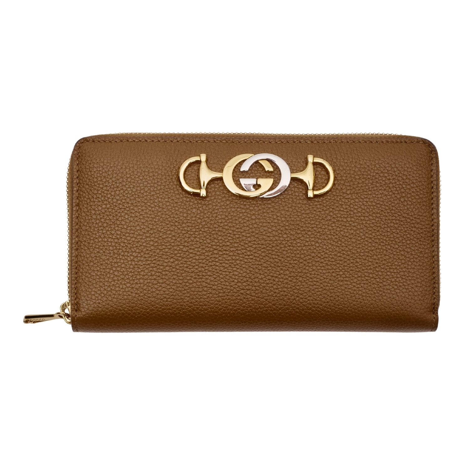 GUCCI CARAMEL LEATHER ZUMI ZIP AROUND WALLET