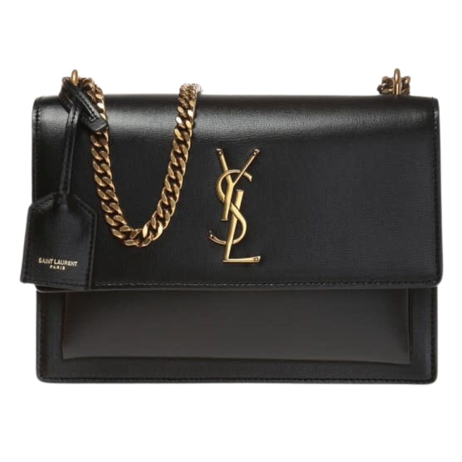 SAINT LAURENT SMOOTH LEATHER BLACK MEDIUM SUNSET SHOULDER BAG