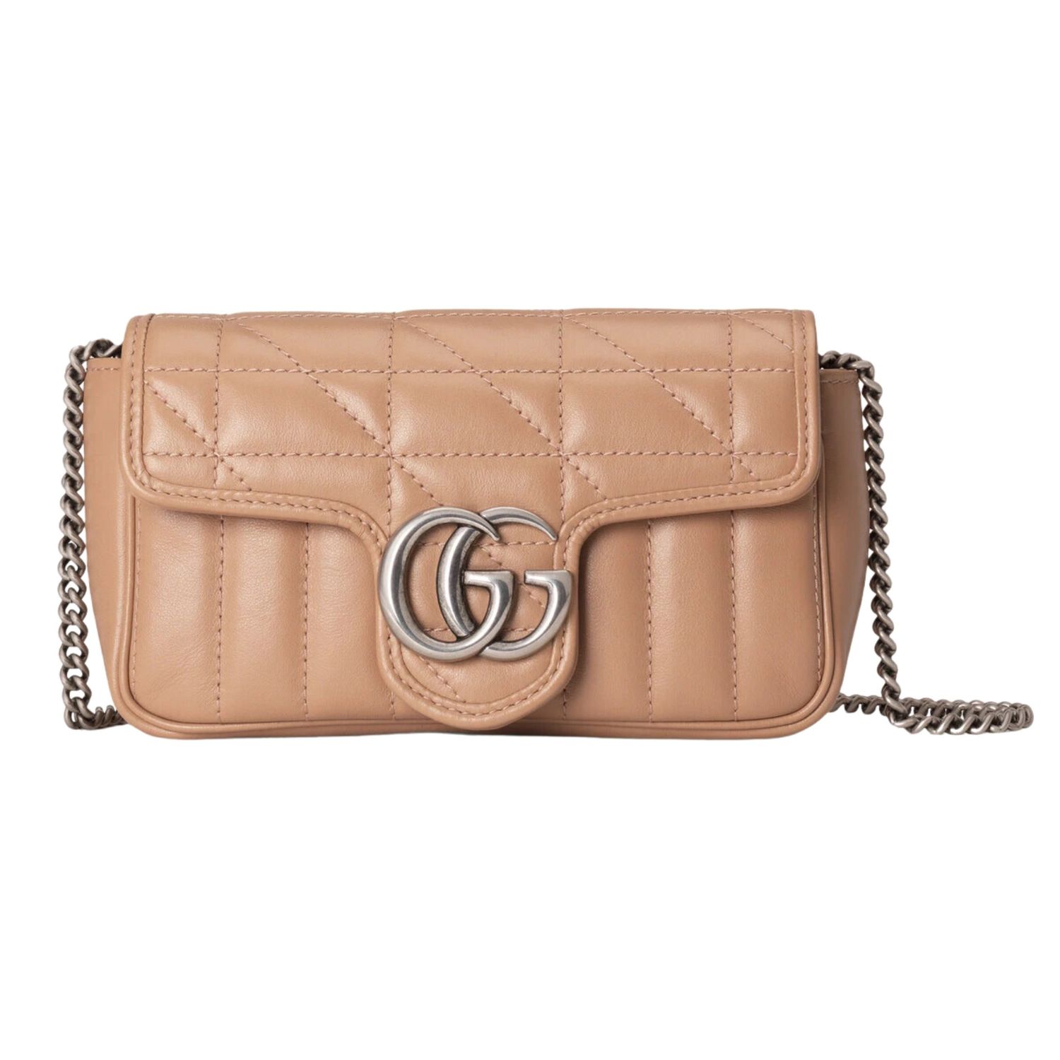GUCCI GG MARMONT SUPER-MINI 2.0 FLAP BAG ROSE BEIGE