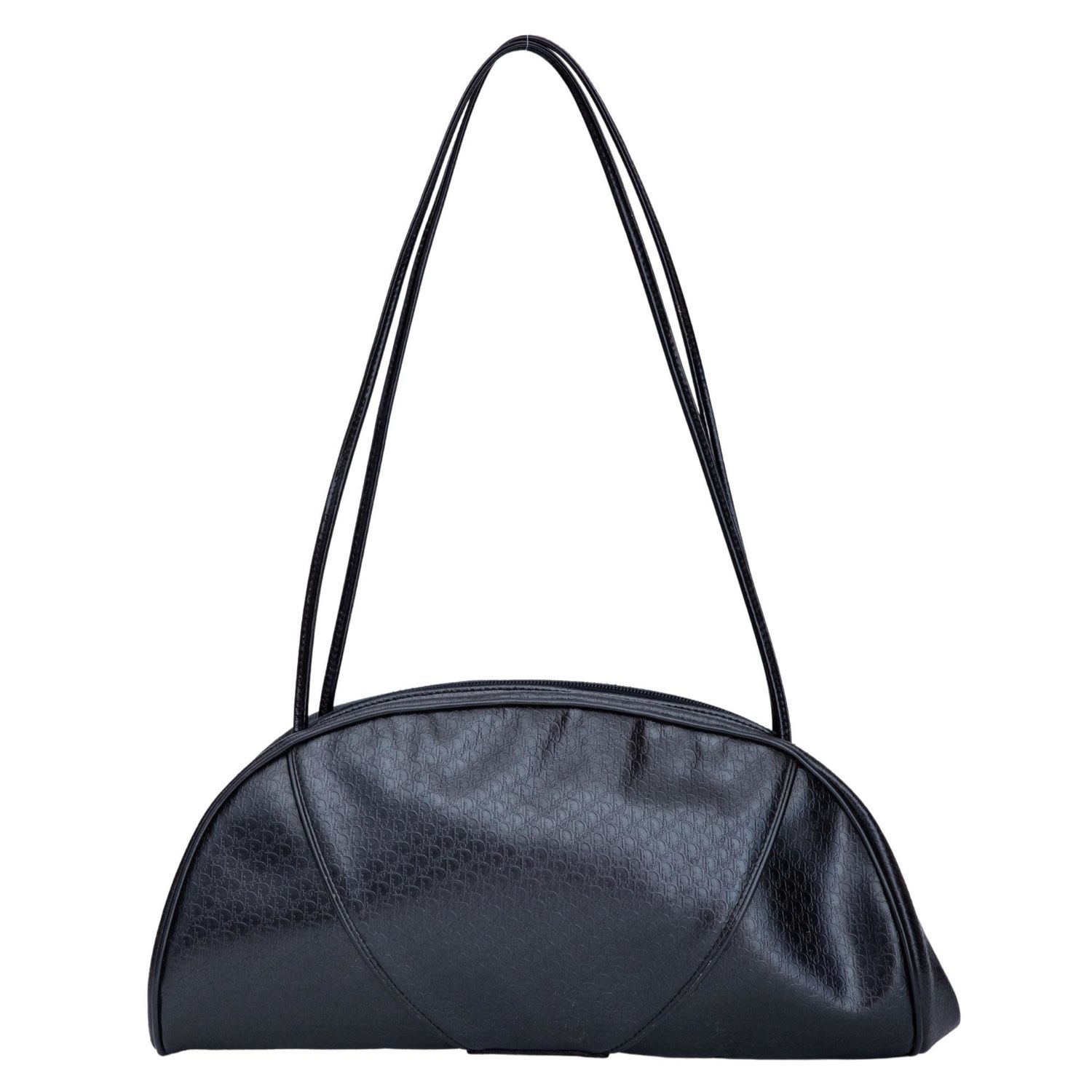 DIOR BLACK LEATHER OBLIQUE EMBOSSED CRESCENT SHOULDER BAG (2000) $4500