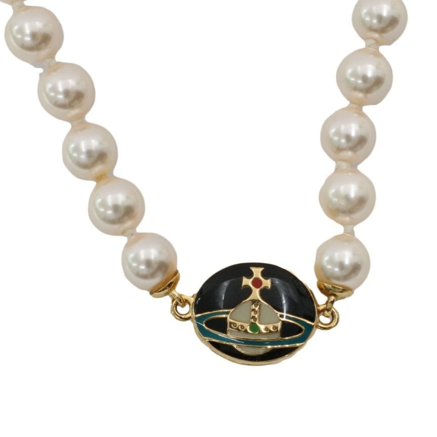 VIVIENNE WESTWOOD LOELIA BLACK ORB PEARL NECKLACE