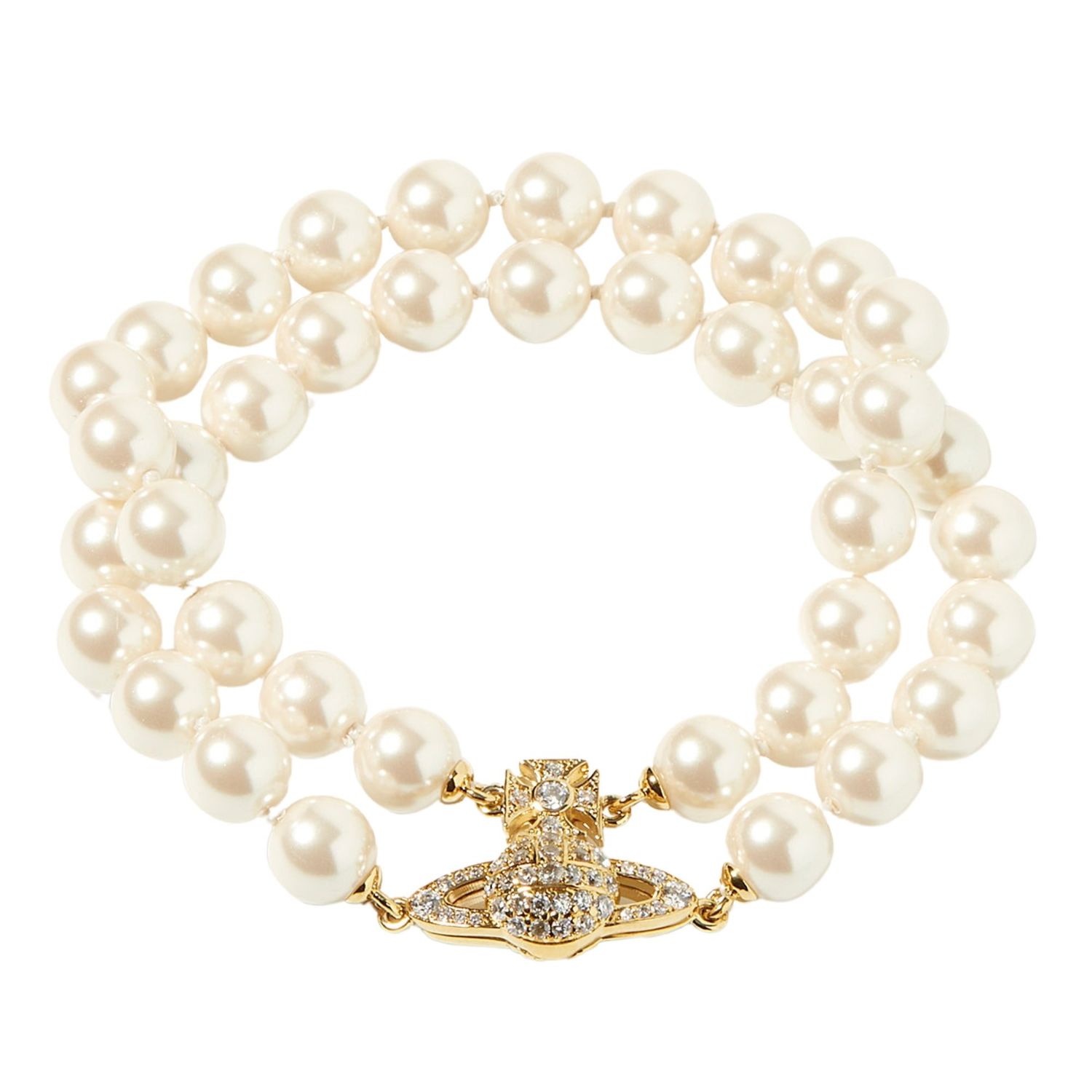 VIVIENNE WESTWOOD GRAZIELLA TWO ROW PEARL BRACELET GOLD