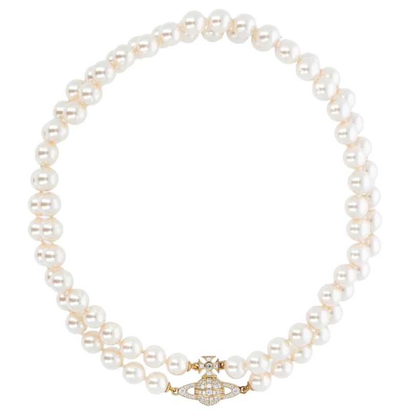 VIVIENNE WESTWOOD GRAZIELLA TWO ROW PEARL CHOKER GOLD