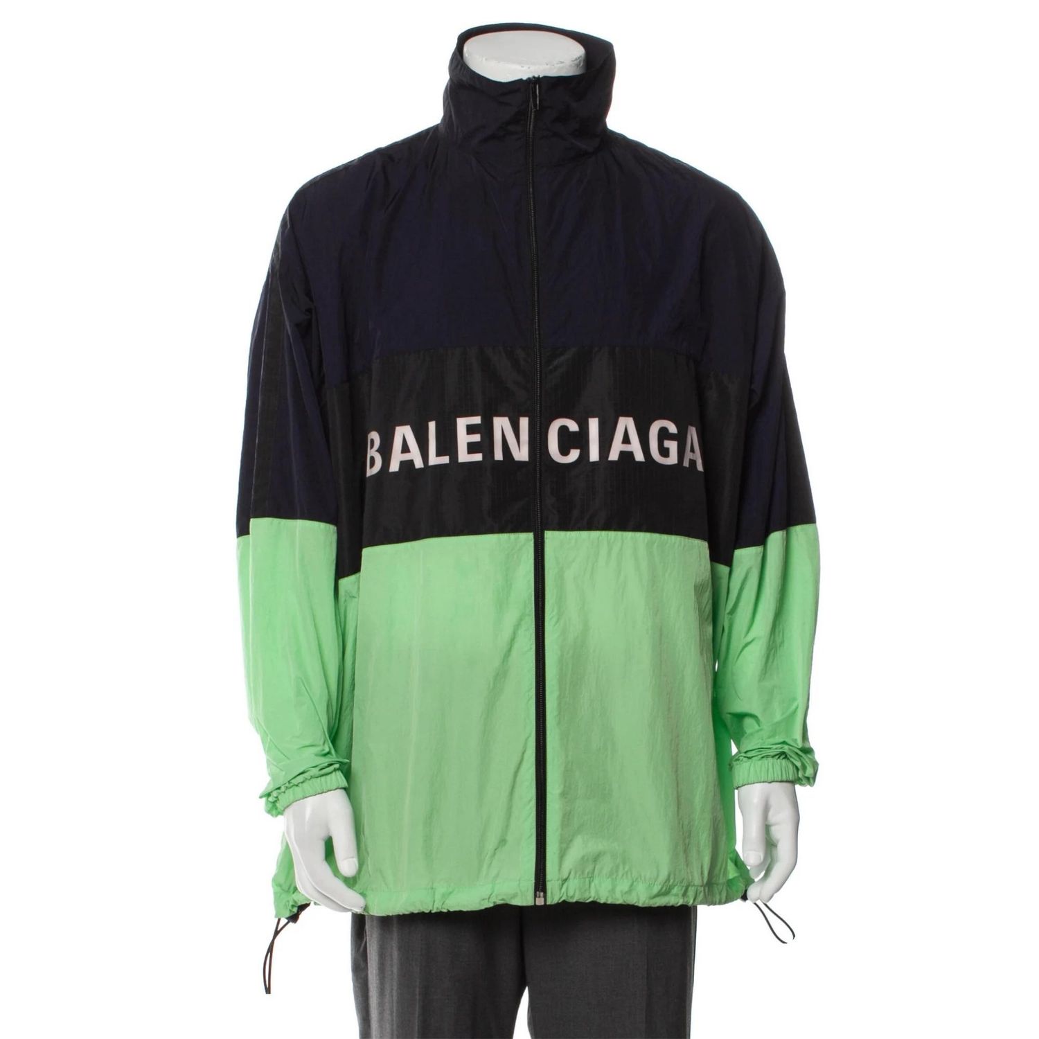 BALENCIAGA BLACK &amp; NEON GREEN WINDBREAKER 2018 (MEDIUM)