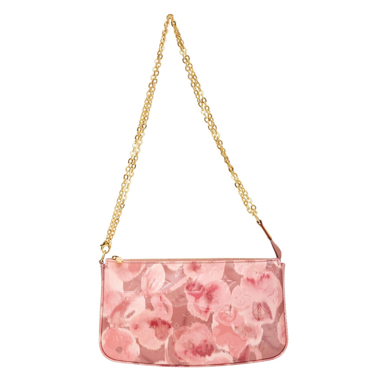 LOUIS VUITTON VERNIS ROSE VELOURS IKAT POCHETTE ACCESSORIES NM (2013) BAG