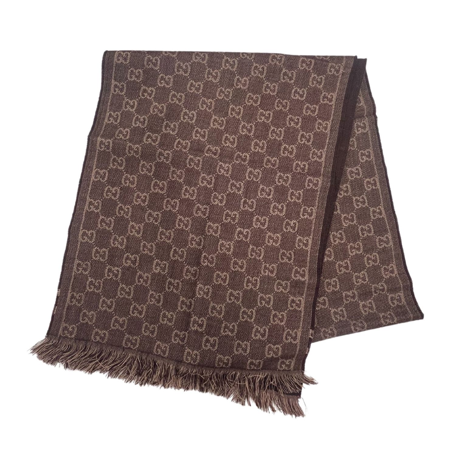 GUCCI GG REVERSE MONOGRAM BROWN SCARF
