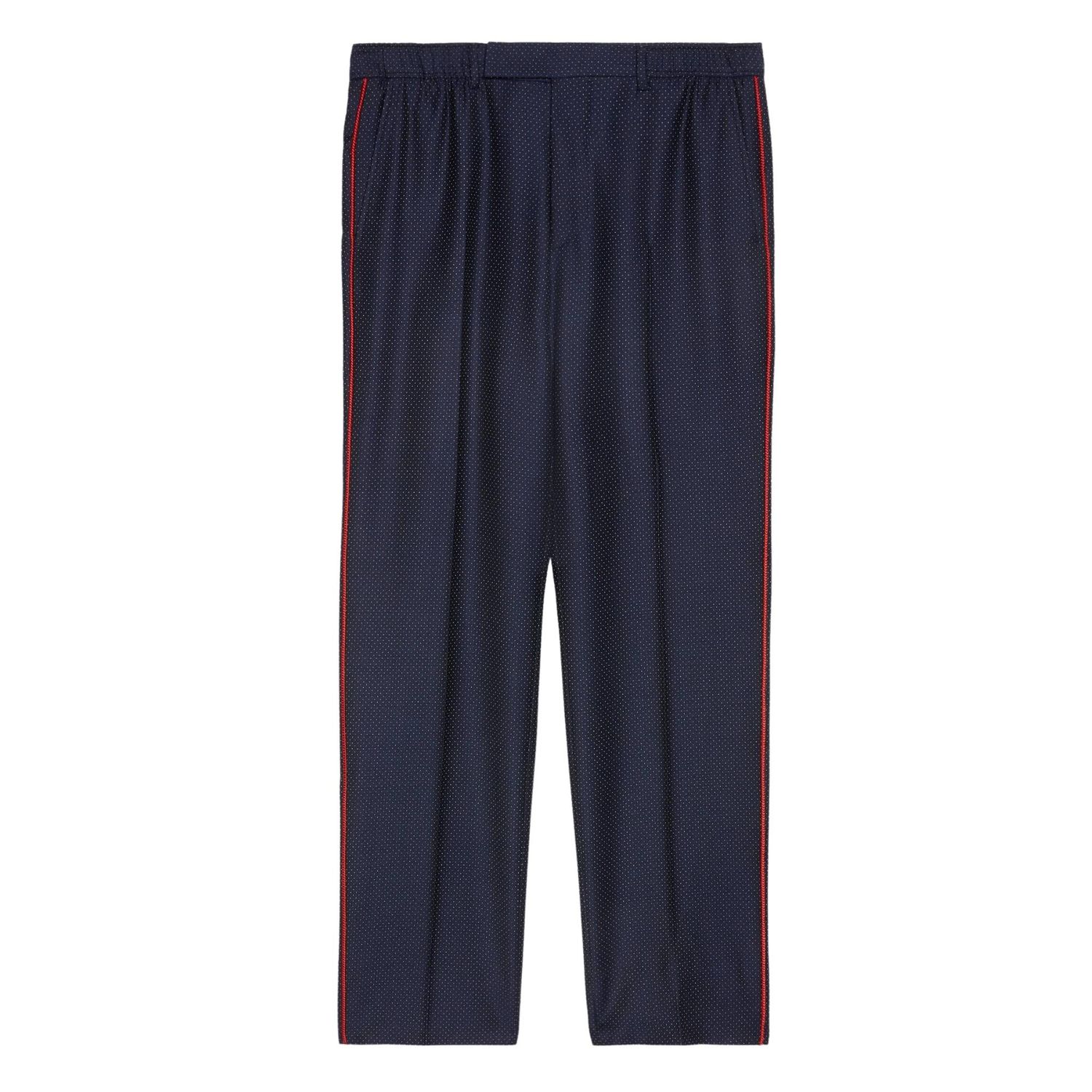 GUCCI BLUE &amp; BEIGE FINE DOTS WOOL TROUSERS PANTS 574337 (IT48 | US32)