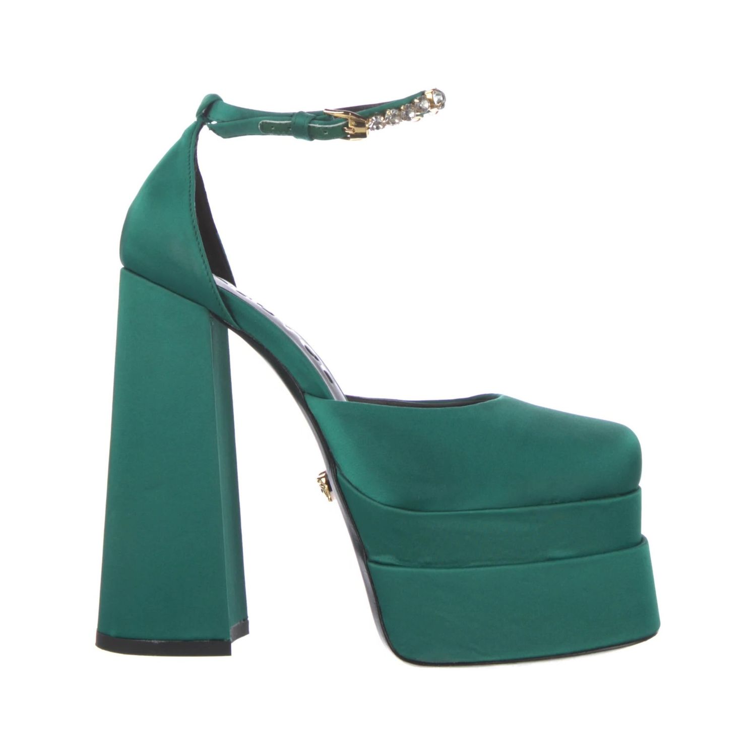 VERSACE SATIN CRYSTAL EMBELLISHMENTS D'ORSAY PUMPS (EU 38)