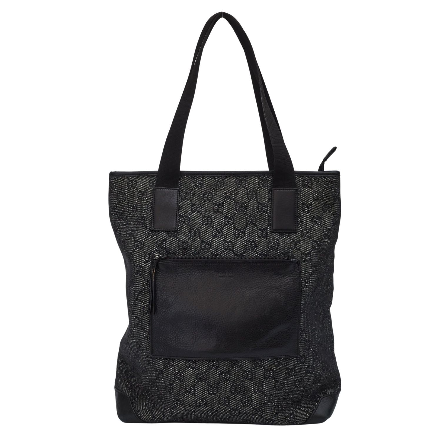 GUCCI MONOGRAM BLACK CANVAS TALL TOTE BAG (143423)