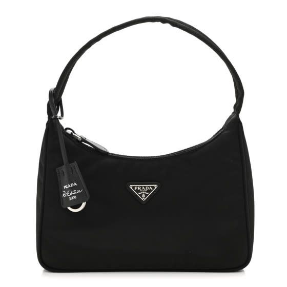 PRADA TESSUTO NYLON BLACK MINI RE-EDITION 2000 BAG SILVER