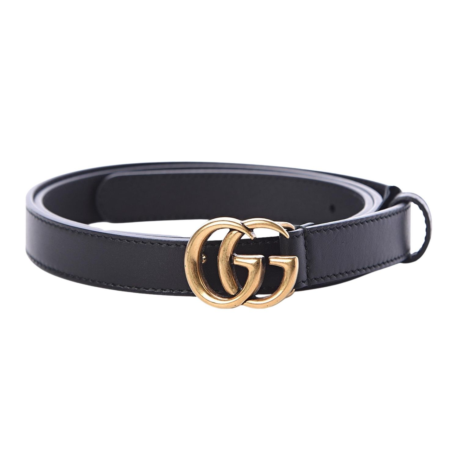 GUCCI MARMONT GG BLACK LEATHER 20MM BELT (85/34)