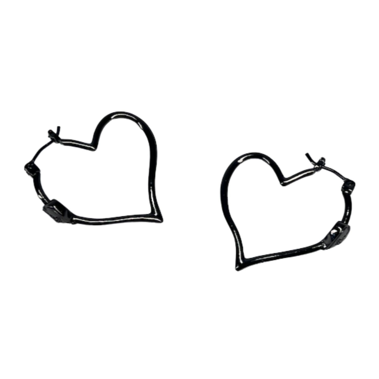 VIVIENNE WESTWOOD HEART HOOP EARRINGS GUNMETAL