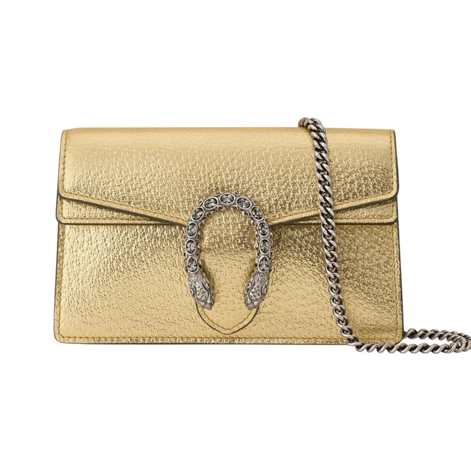 GUCCI SUPER MINI DIONYSUS GOLD LEATHER BAG