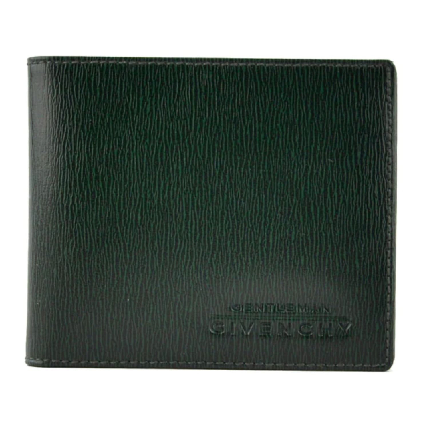 GIVENCHY GENTLEMAN LEATHER BI-FOLD WALLET COIN POUCH GREEN