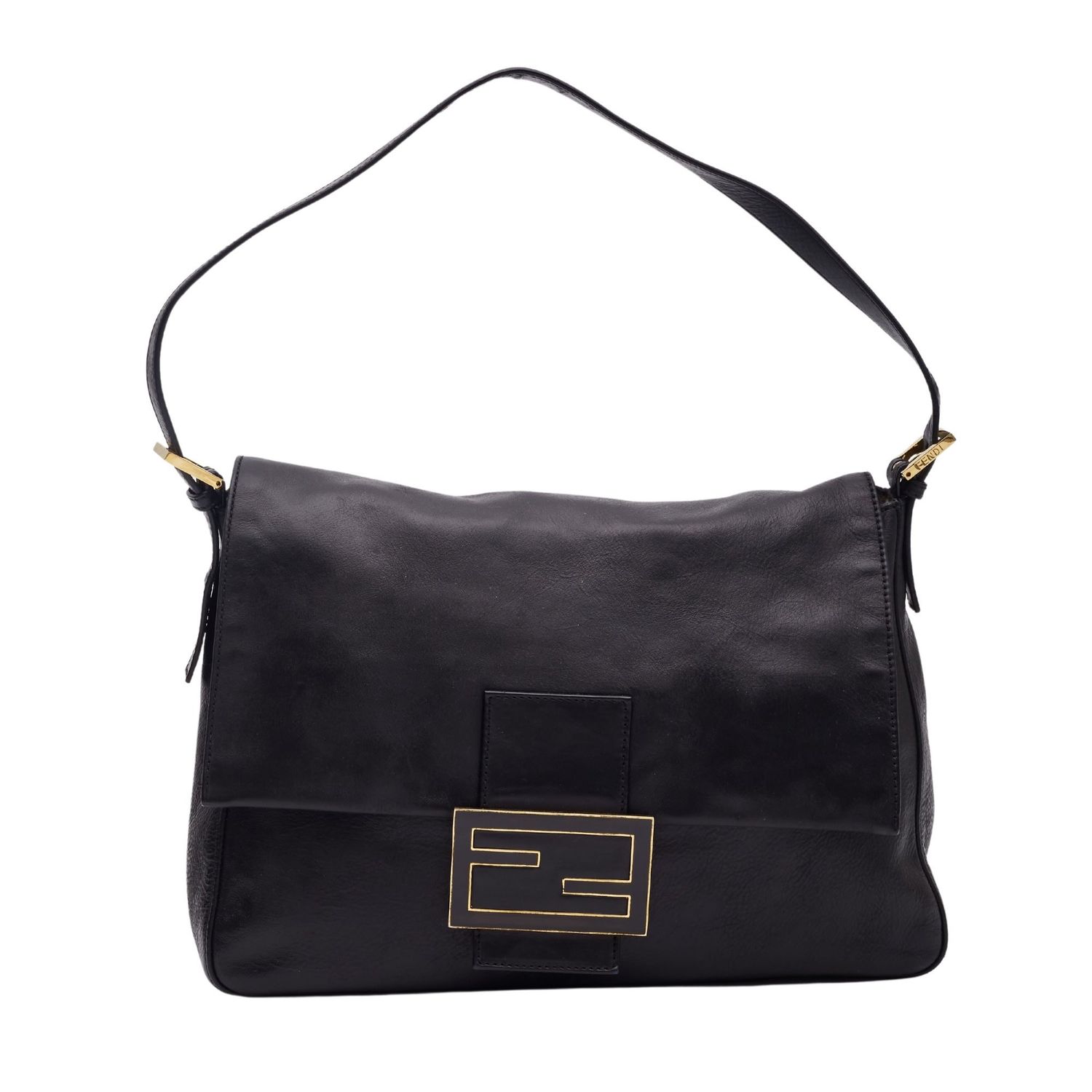 FENDI CALFSKIN BLACK BIG FOREVER MAMA BAGUETTE