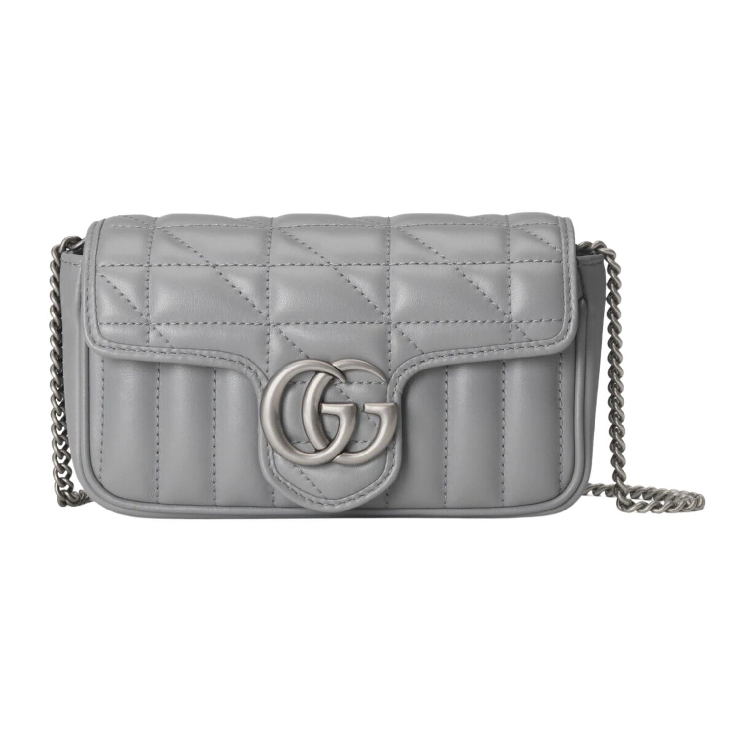 GUCCI GG MARMONT SUPER-MINI 2.0 FLAP BAG GREY