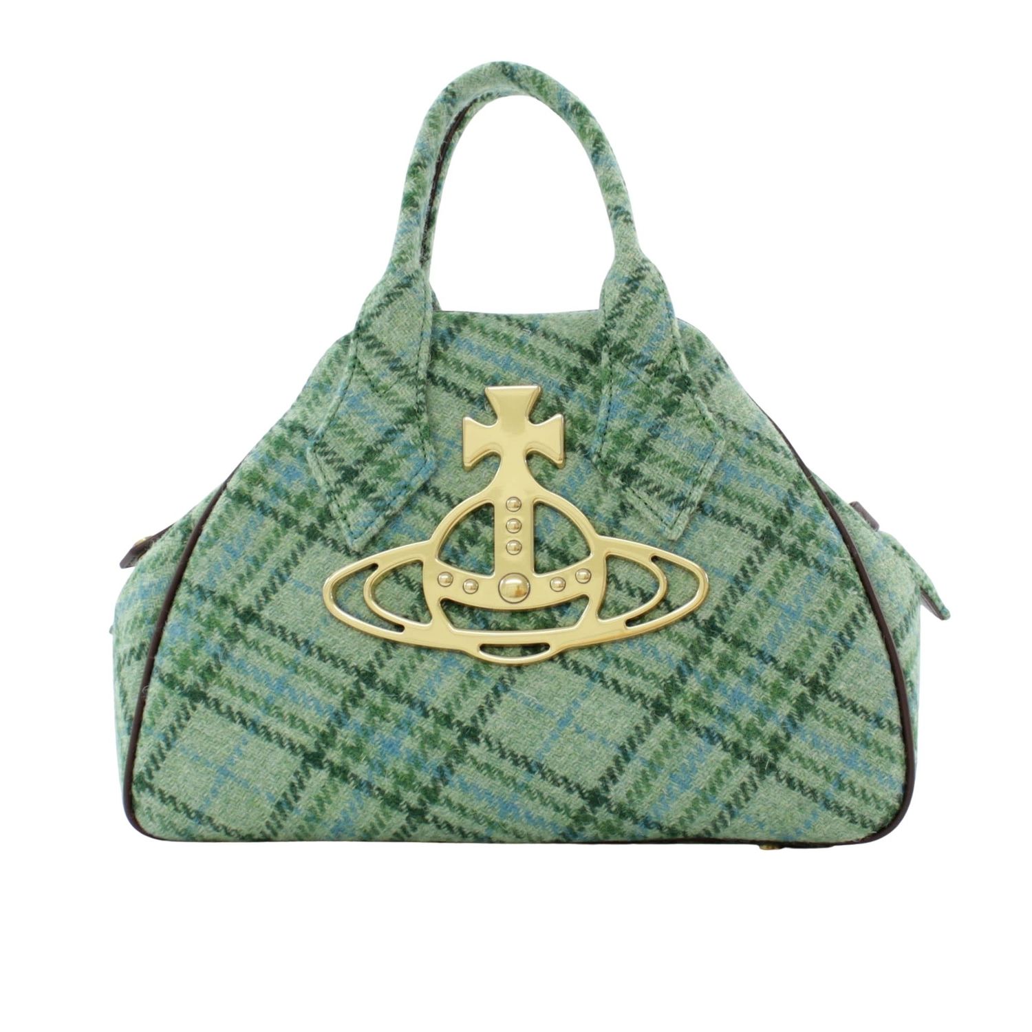 VIVIENNE WESTWOOD HARRIS GREEN TWEED MINI YASMINE BAG