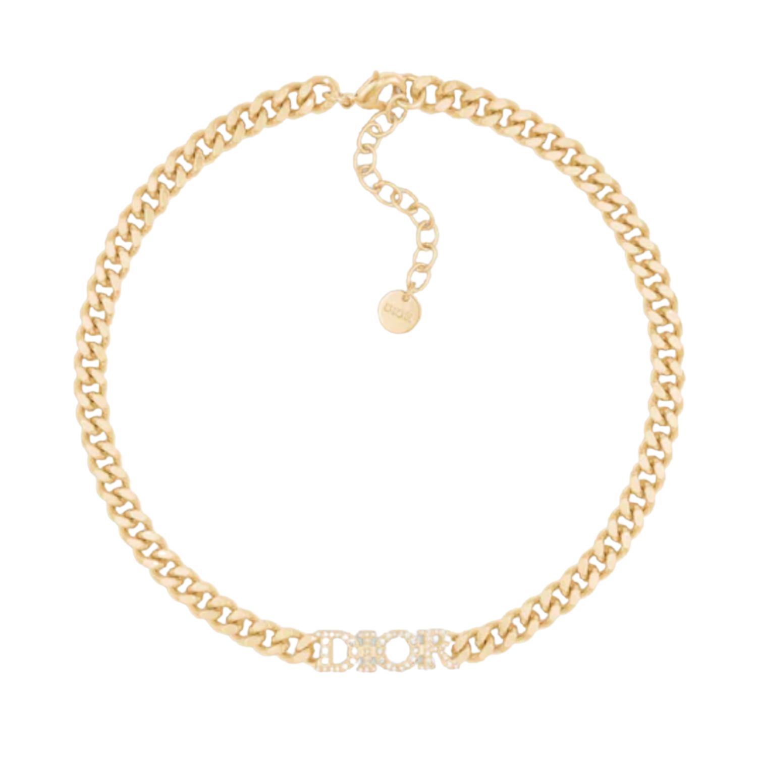 DIOR GOLD METAL CHAIN CRYSTALS DIO(R)EVOLUTION NECKLACE